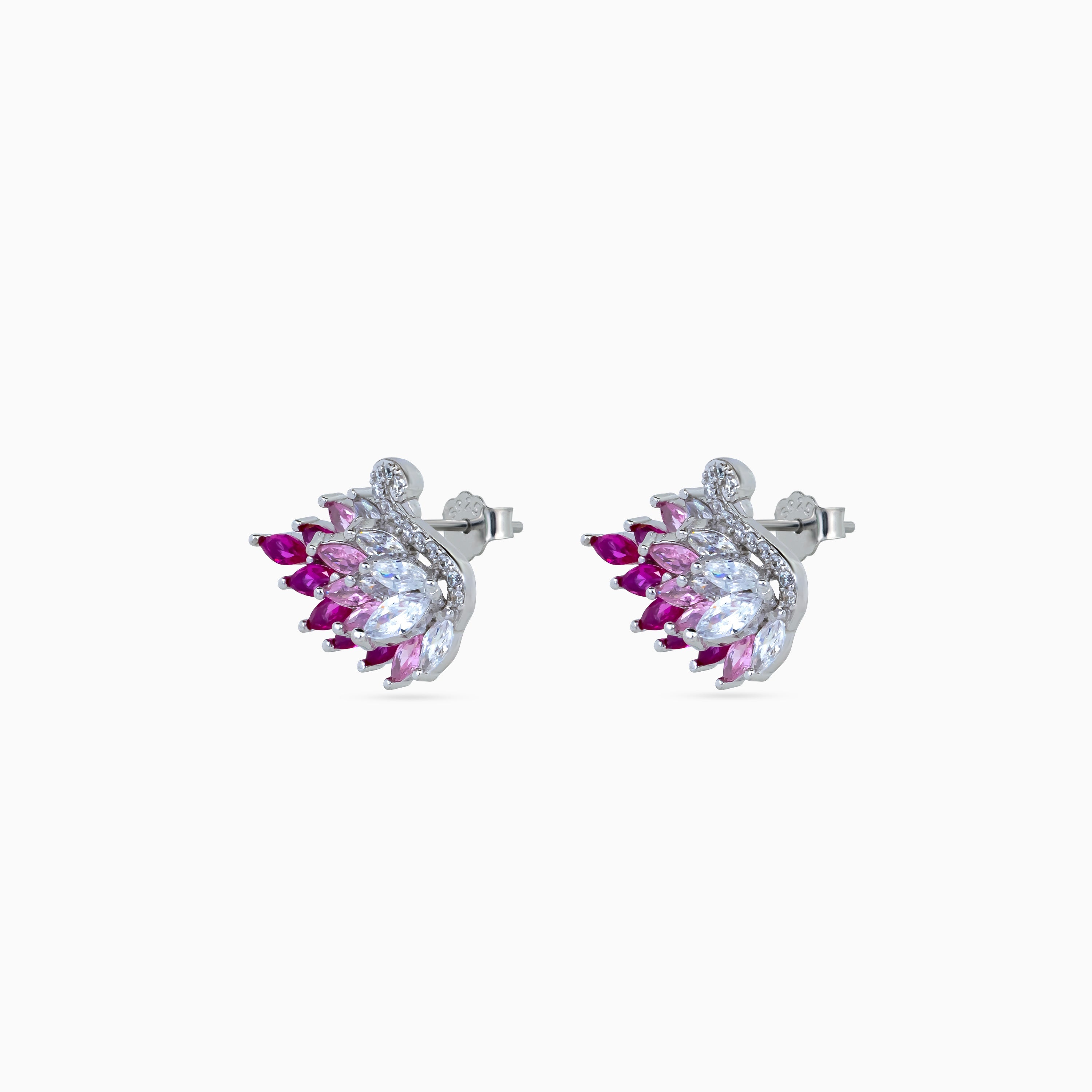 Fuchsia Plume Swan Pendant Set