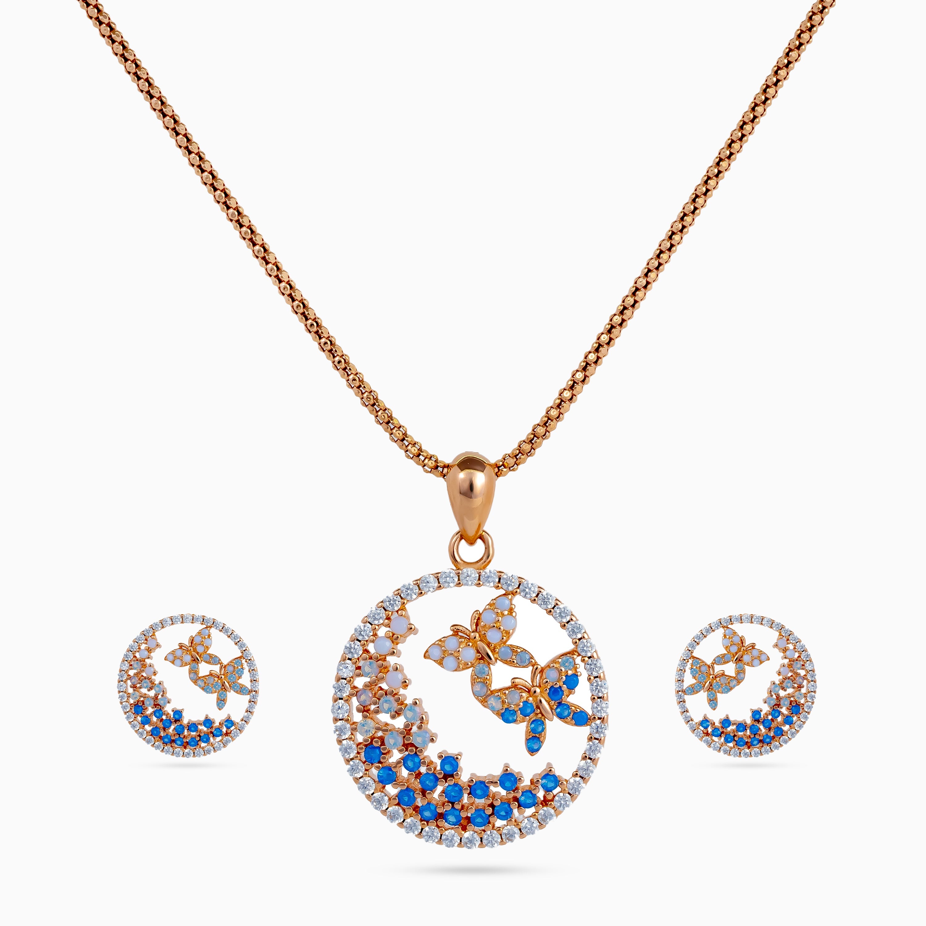 925 sterling silver, rose gold, Sunset Flight Papillon Pendant Set pendant set, (Papillon)