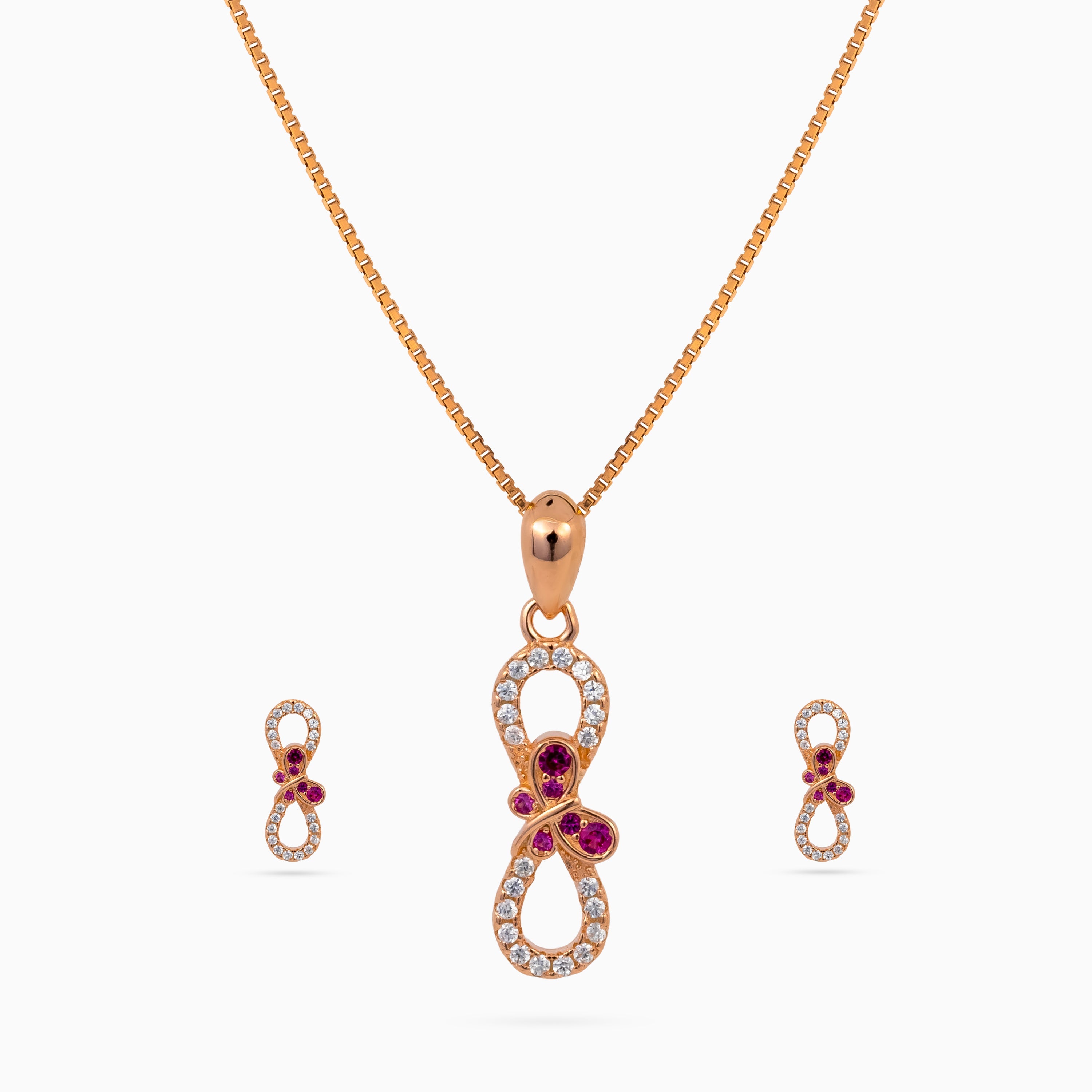 925 sterling silver, rose gold, Infinity Papillon Pendant Set pendant set, (Papillon)