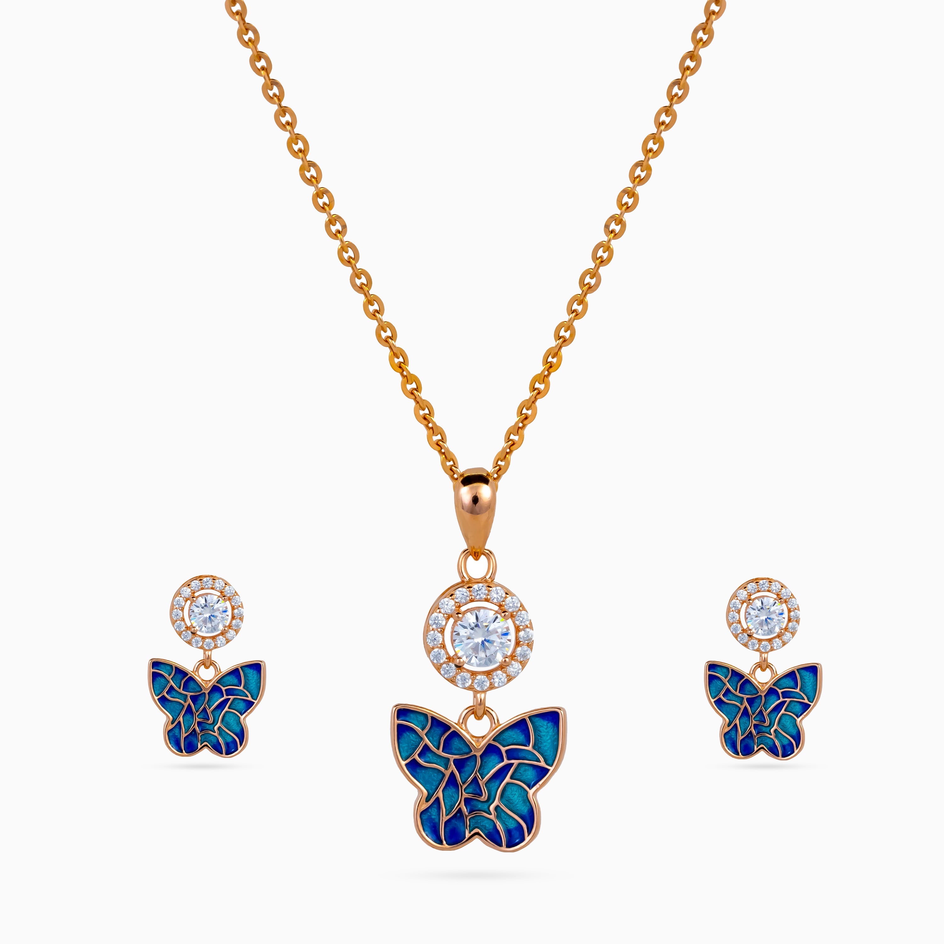 925 sterling silver, rose gold, Mosaic Papillon Halo Pendant Set pendant set, (Papillon)