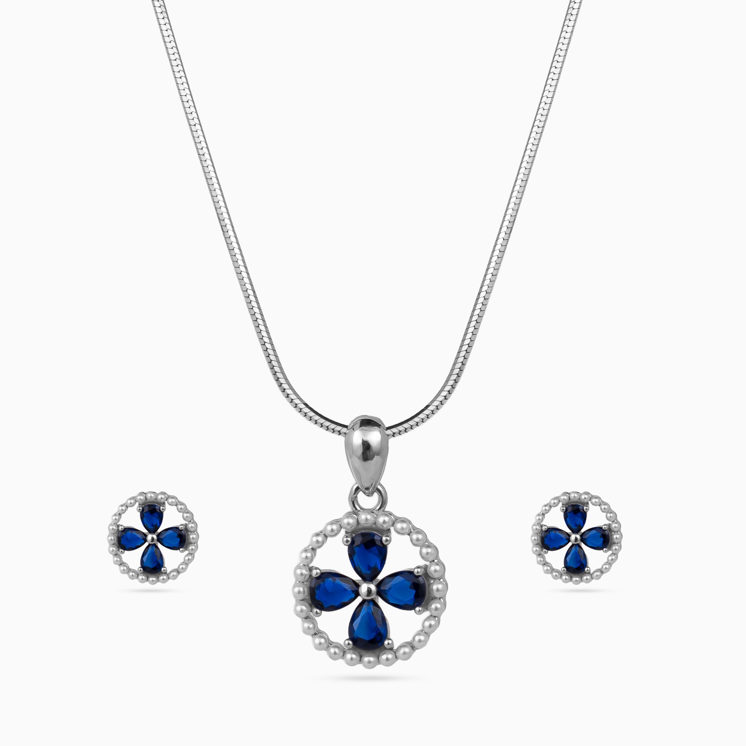 925 sterling silver, rhodium, Midnight Petal Medallion Pendant Set pendant set, (Secret Garden)