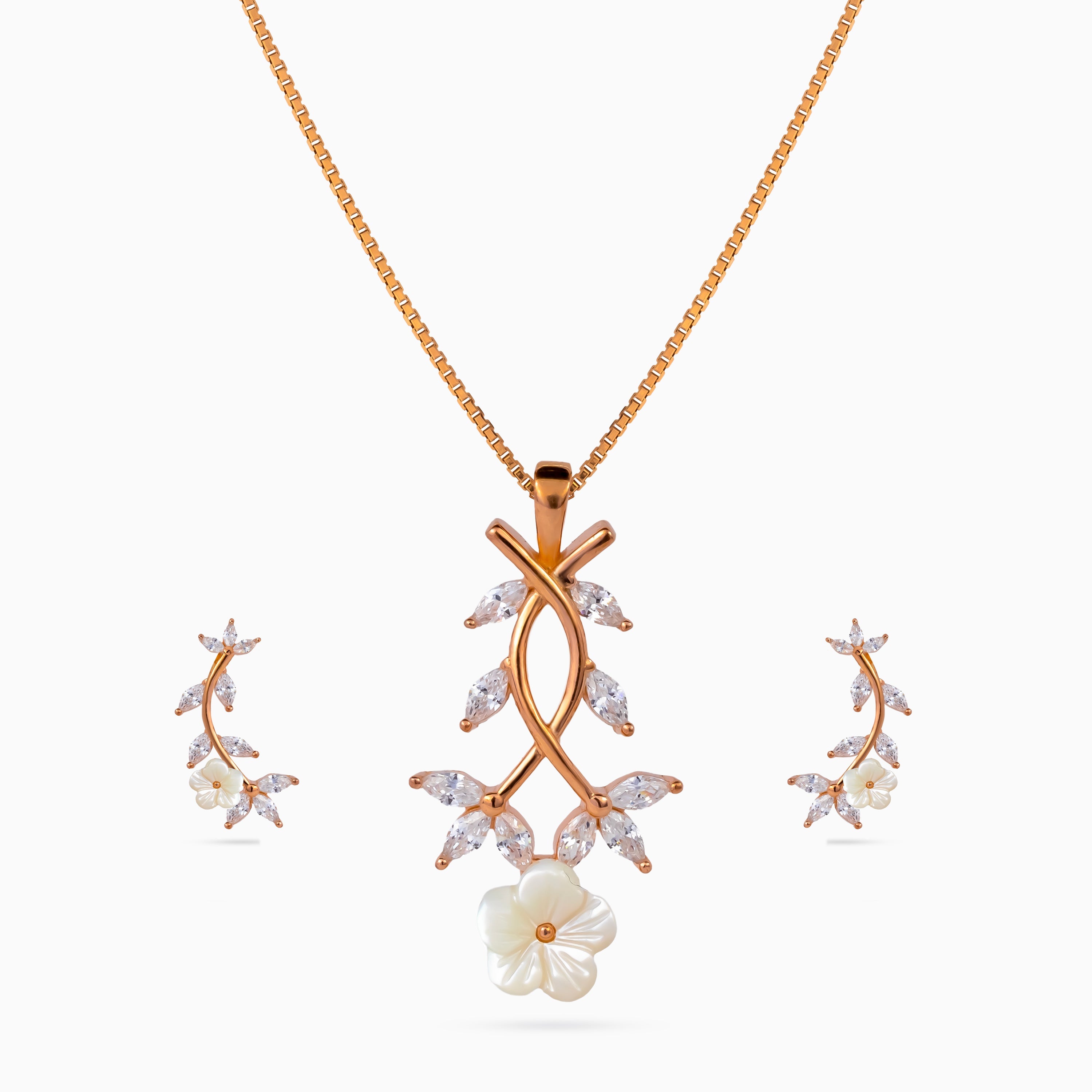 925 sterling silver, rose gold, Petal Vine Pendant Set pendant set, (Secret Garden)