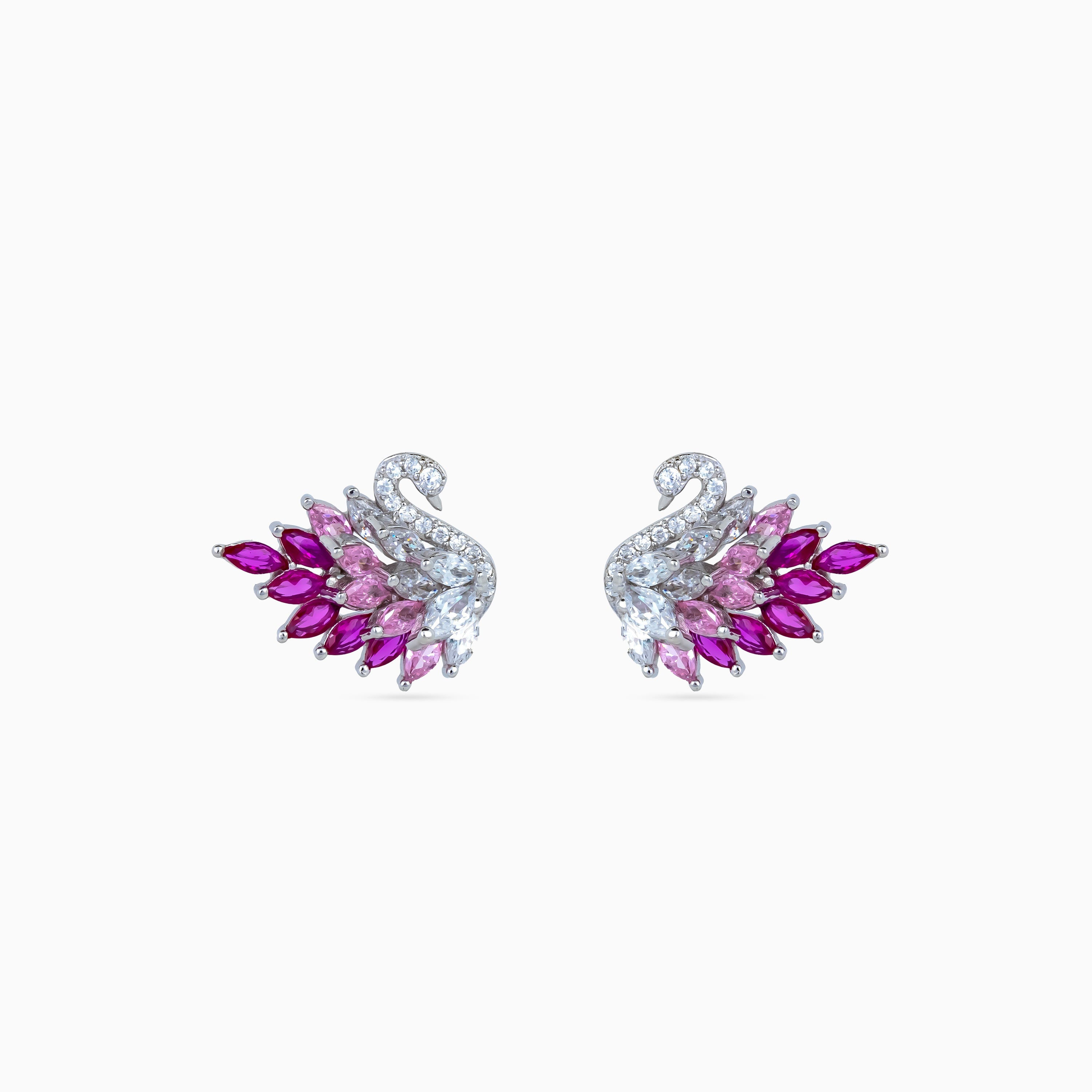 Fuchsia Plume Swan Pendant Set