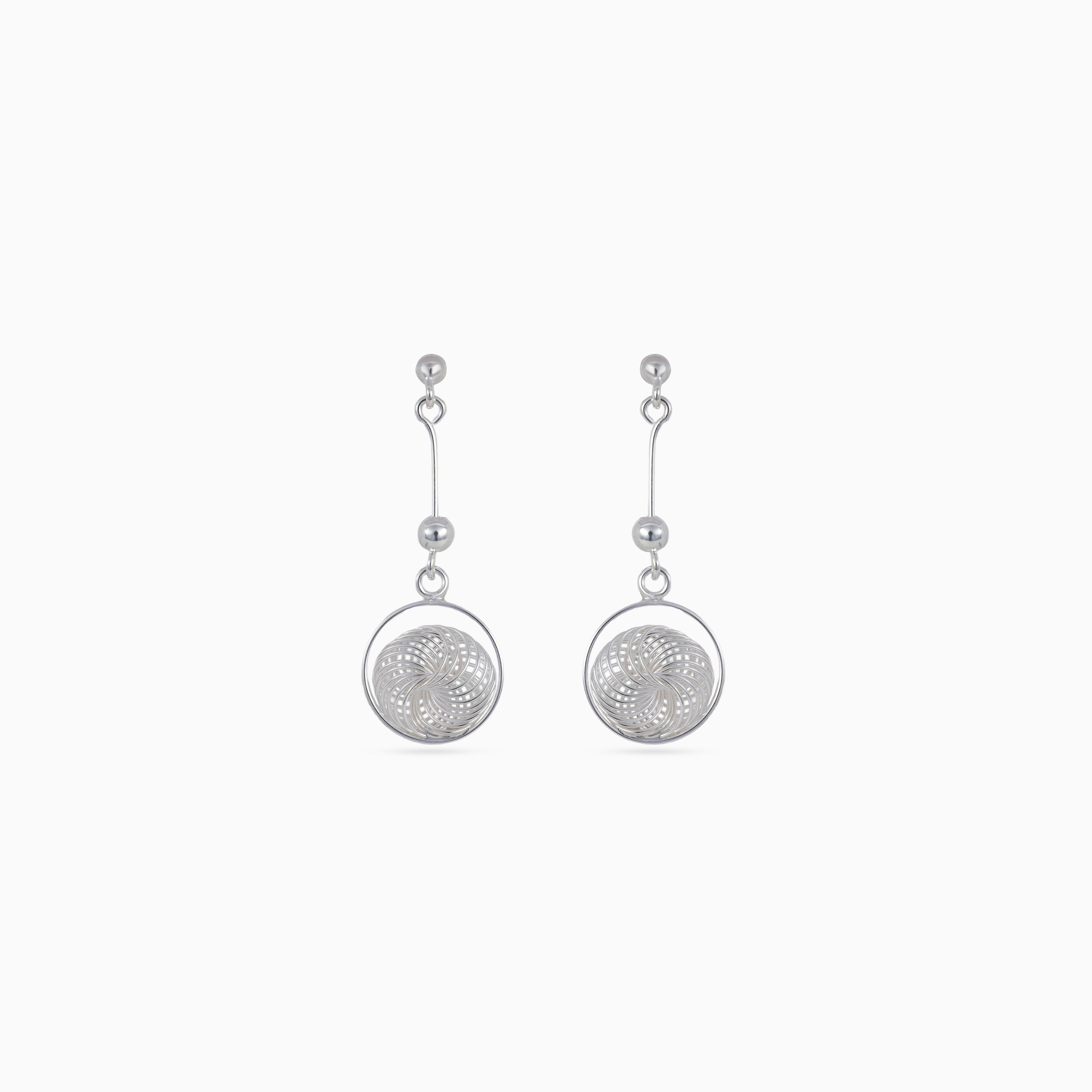 925 silver filigree medallion drop earrings, round swirl, 2.5 × 2.5 cm