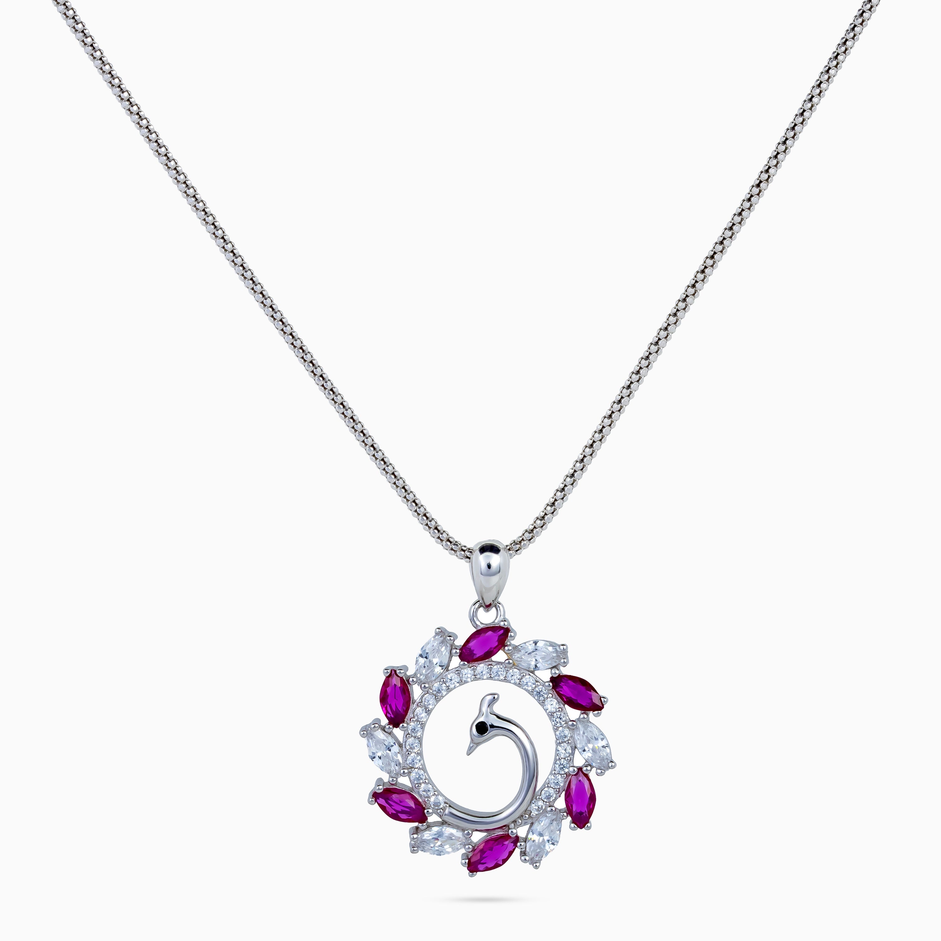 Peacock Ruby Wreath Pendant Set