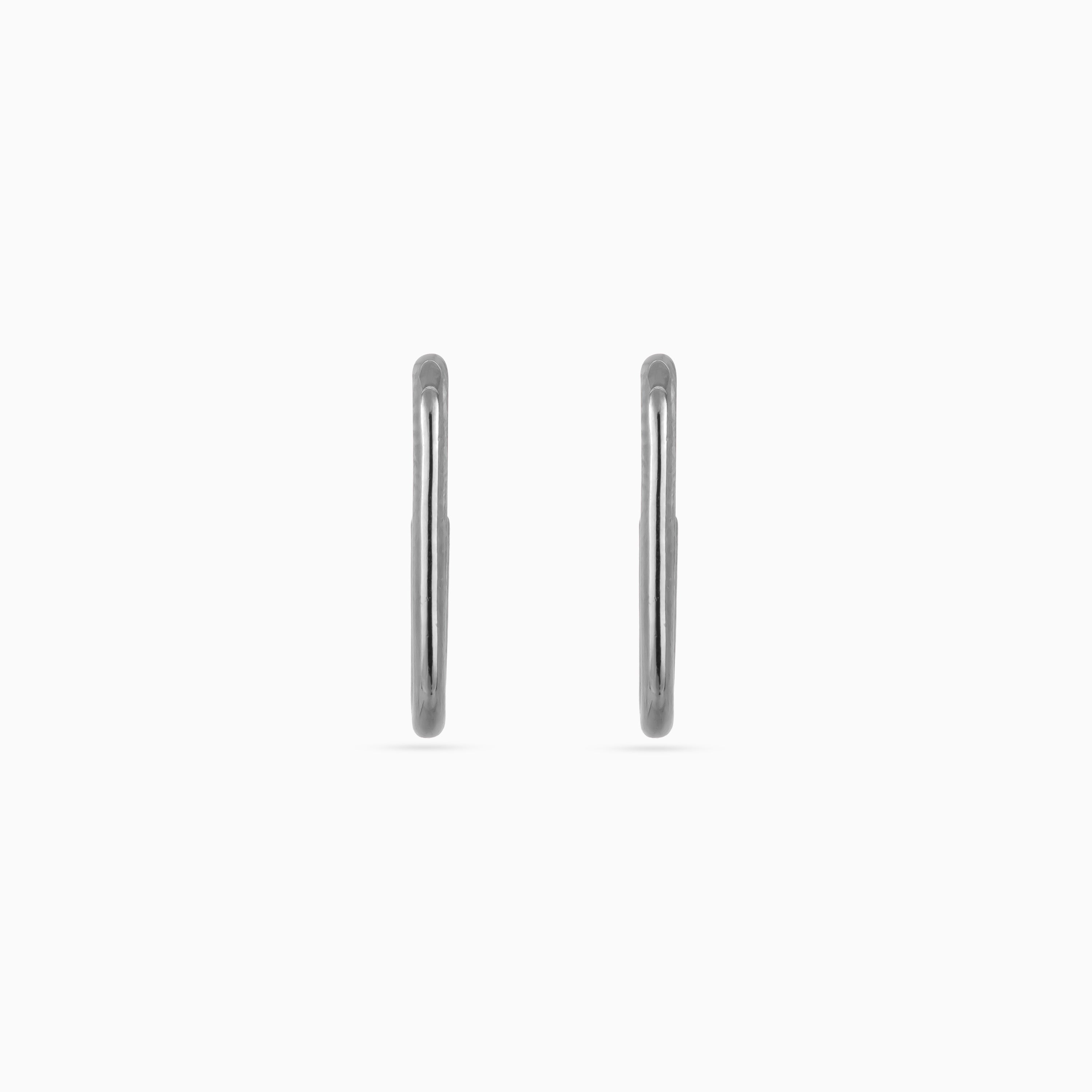 925 silver U hoop mini earrings, slim tube, 1.5 × 0.25 cm