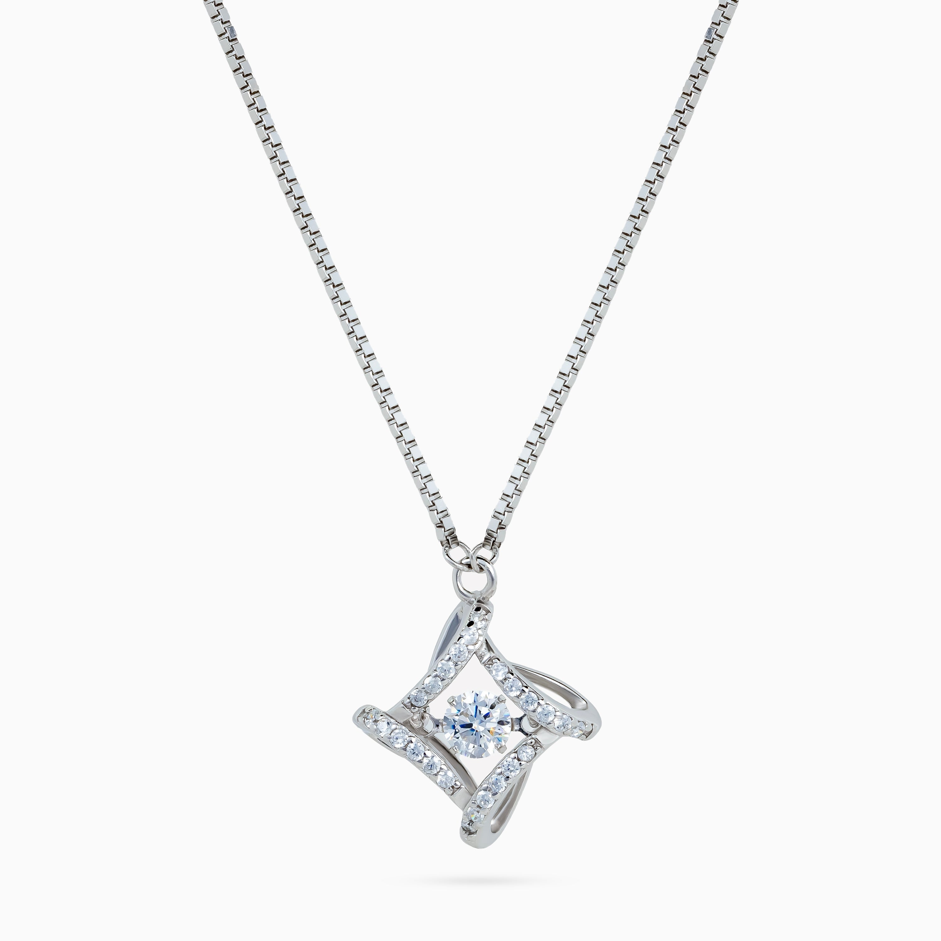 925 sterling silver, rhodium, Celestial Lattice Star Necklace, (Stellar Lattice), 1.5x1.5 cm, 40 cm chain