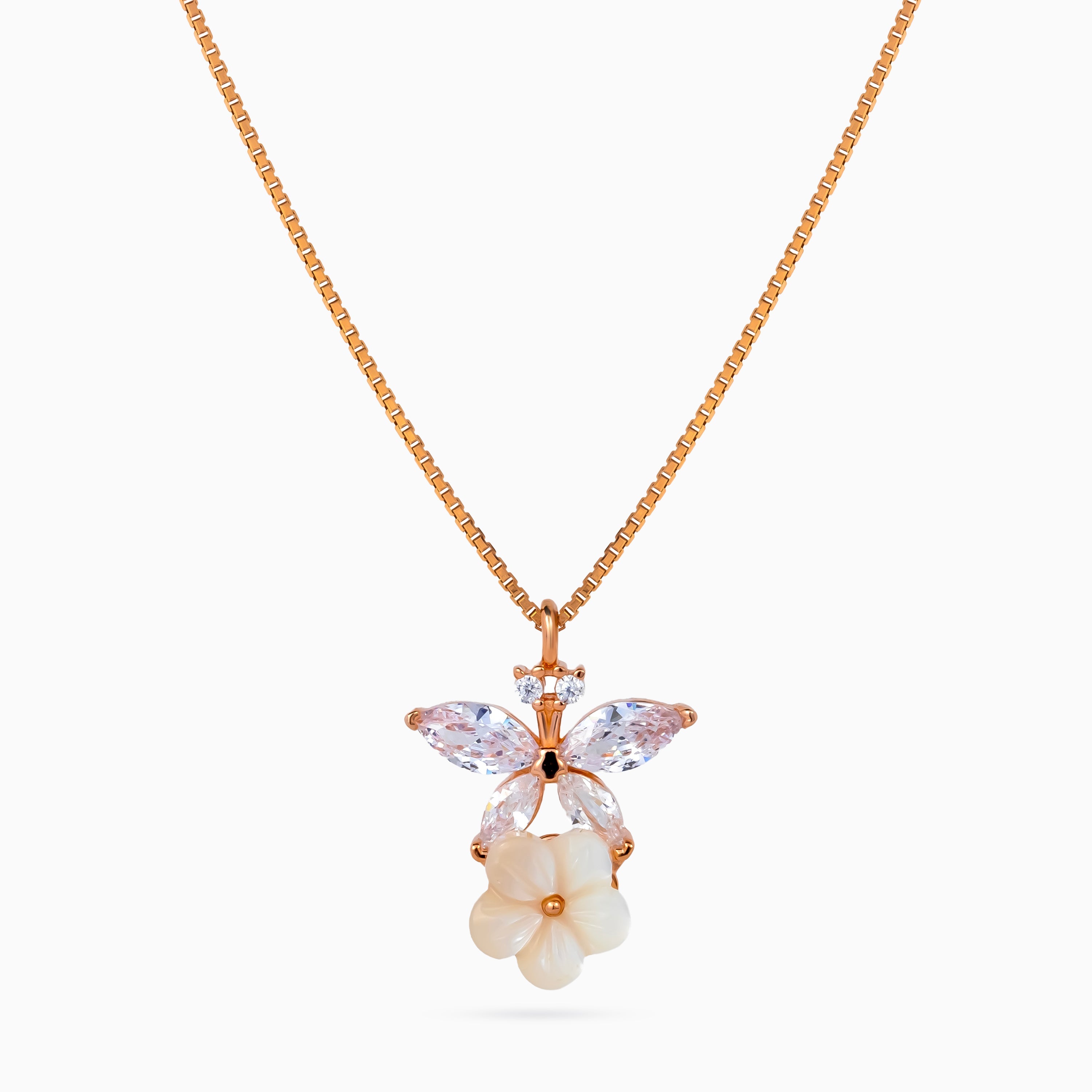 Crystal Wing Blossom Pendant Set
