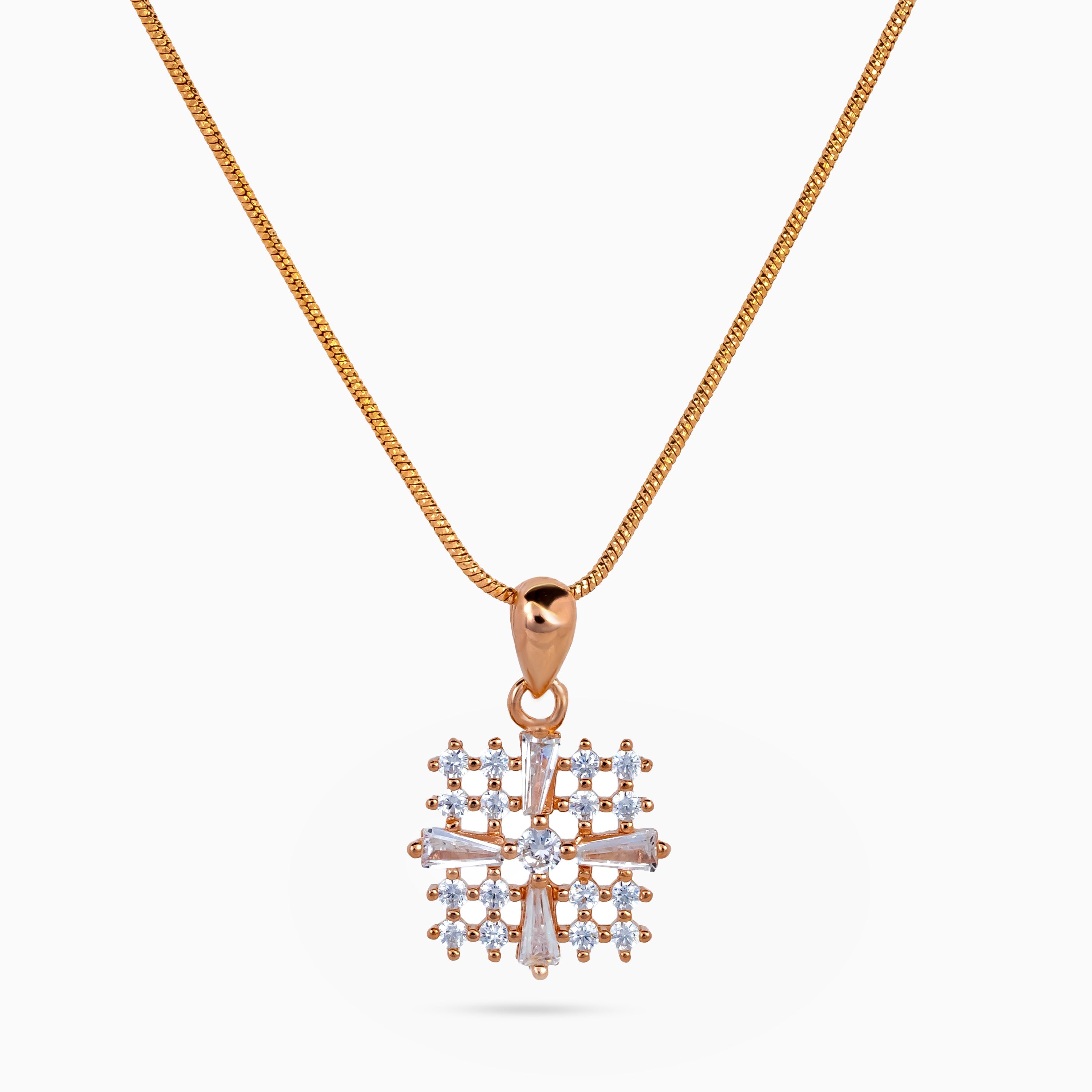 925 sterling silver, rose gold, Radiant Lattice Necklace, (Stellar Lattice), 1.5x1 cm, 45 cm chain