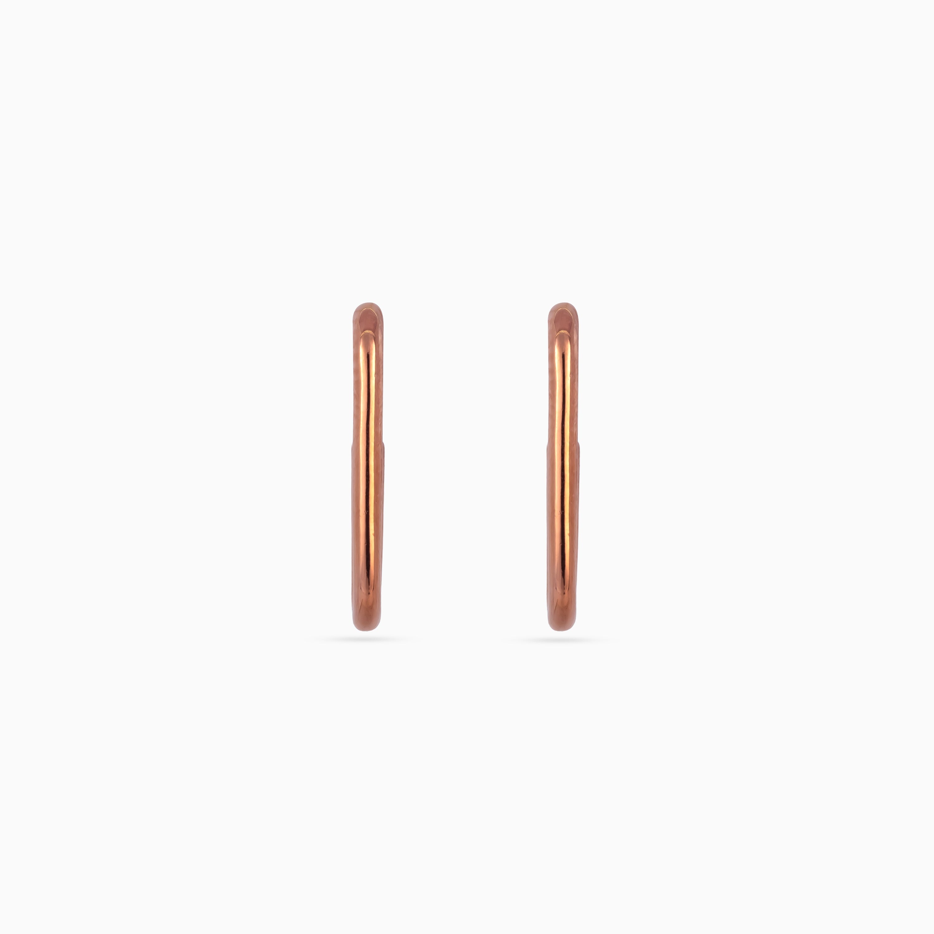 925 rose gold U hoop mini earrings, slim tube, 1.5 × 0.25 cm