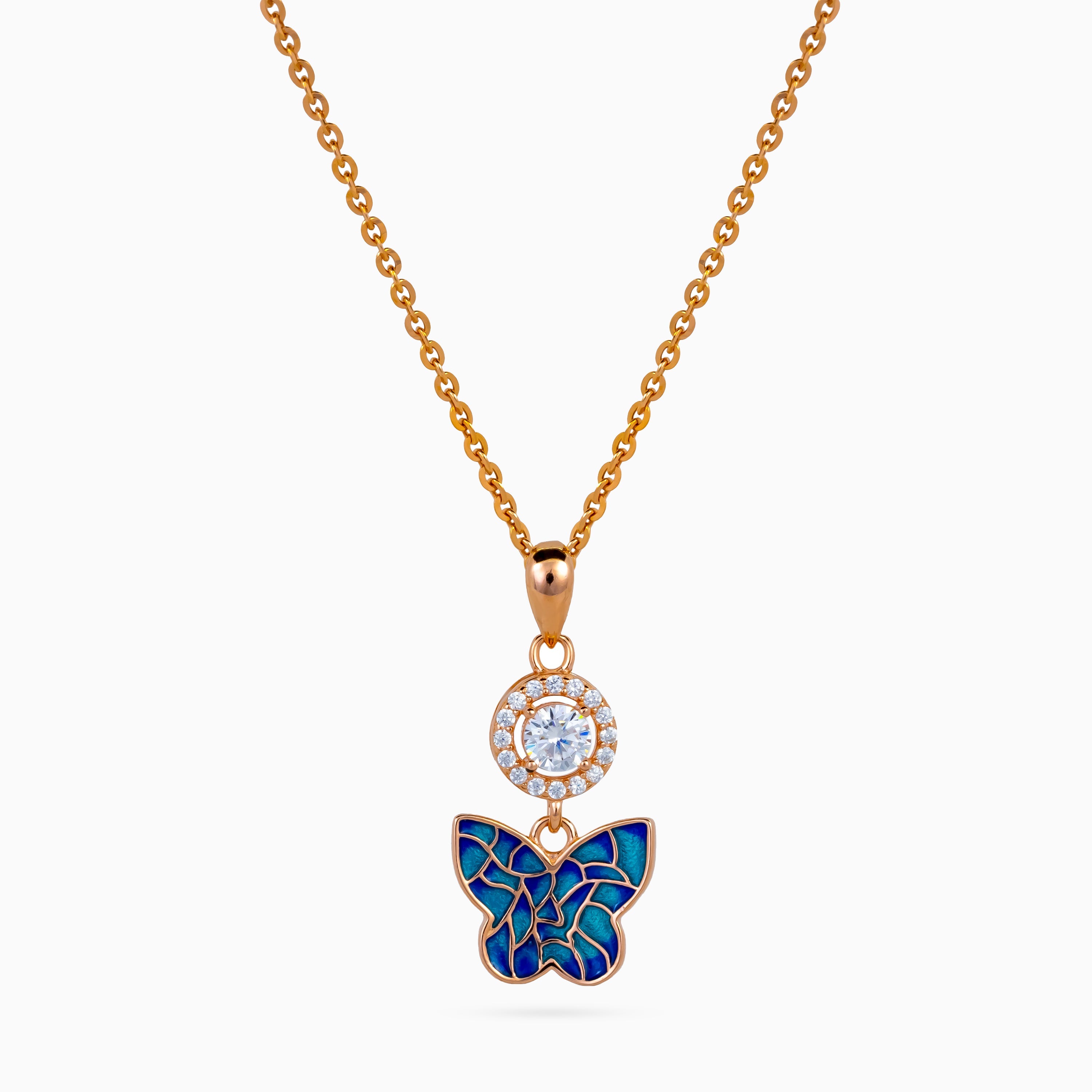 Mosaic Papillon Halo Pendant Set