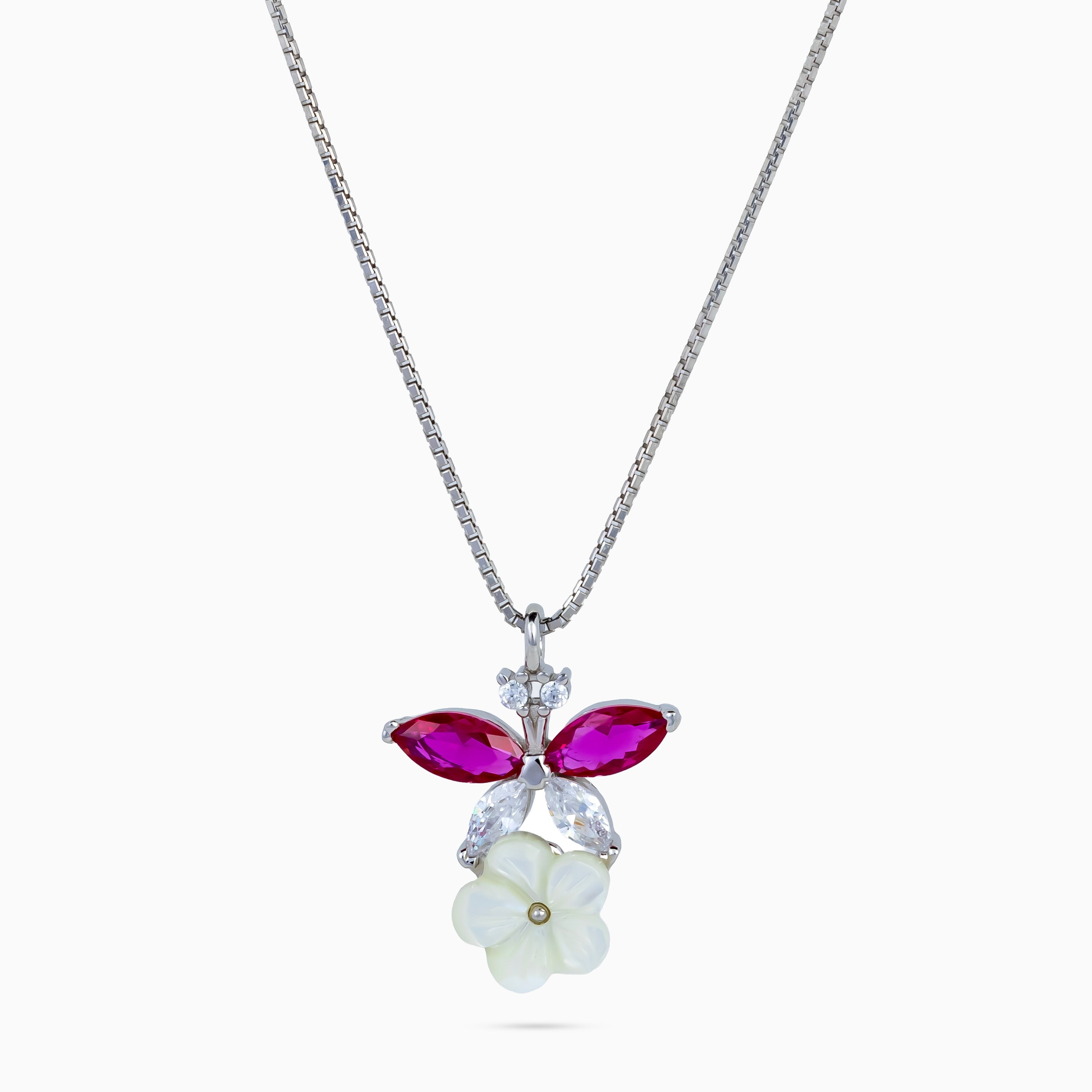 Fuchsia Wing Blossom Pendant Set