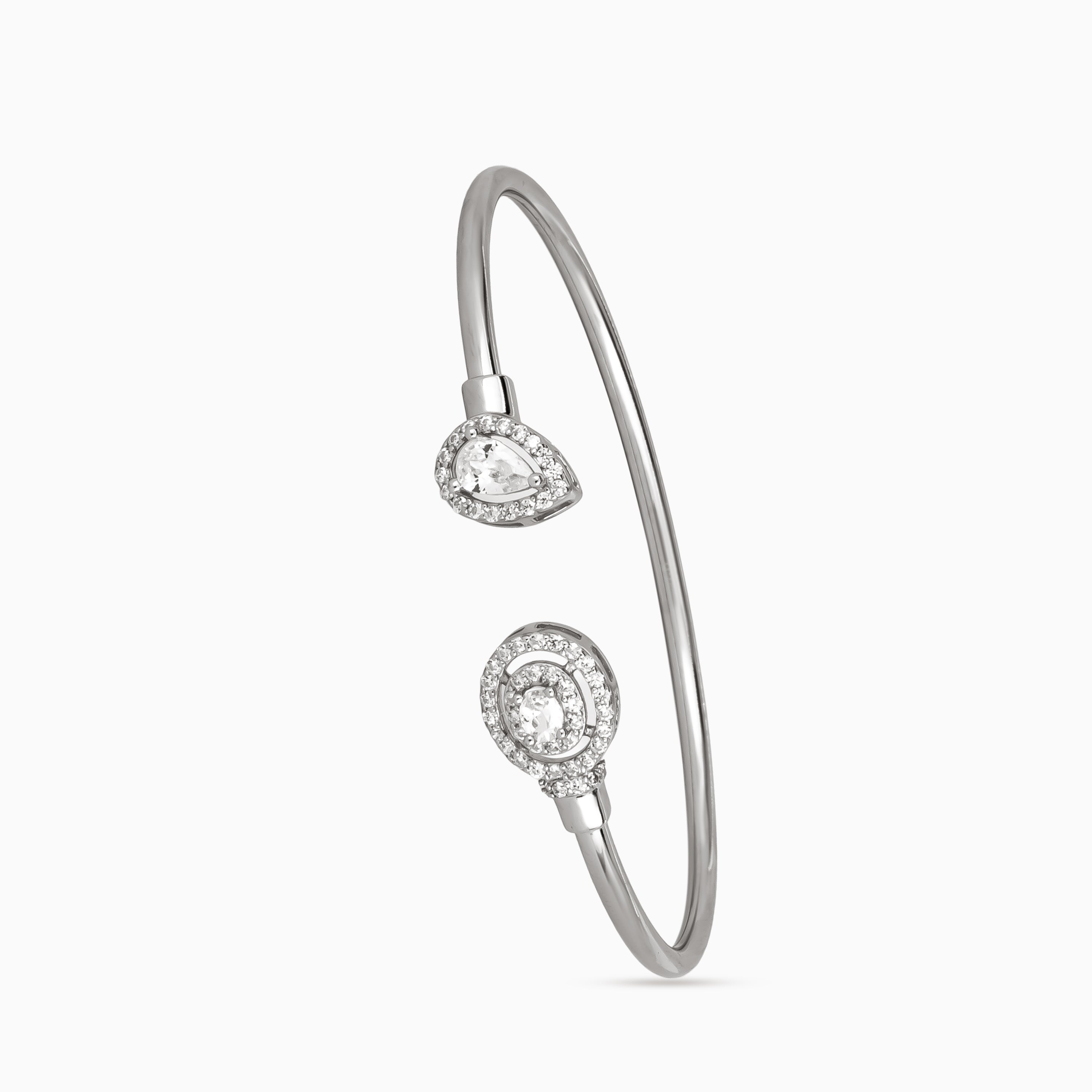 925 sterling silver, rhodium, Blush Octagon & Dewdrop Bangle bracelet, (Stellar Lattice)