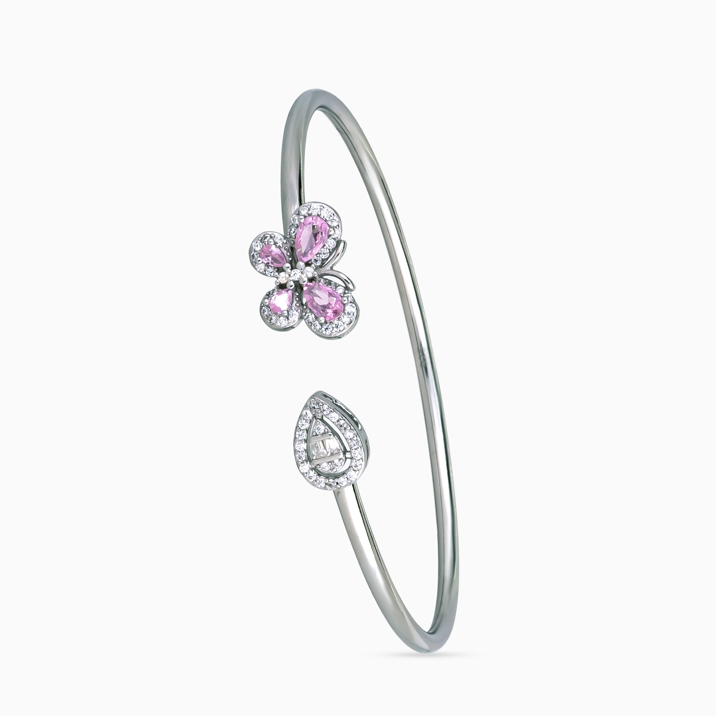 925 sterling silver, rose gold, Sunburst & Cushion Halo Bangle bracelet, (Evening Sway)