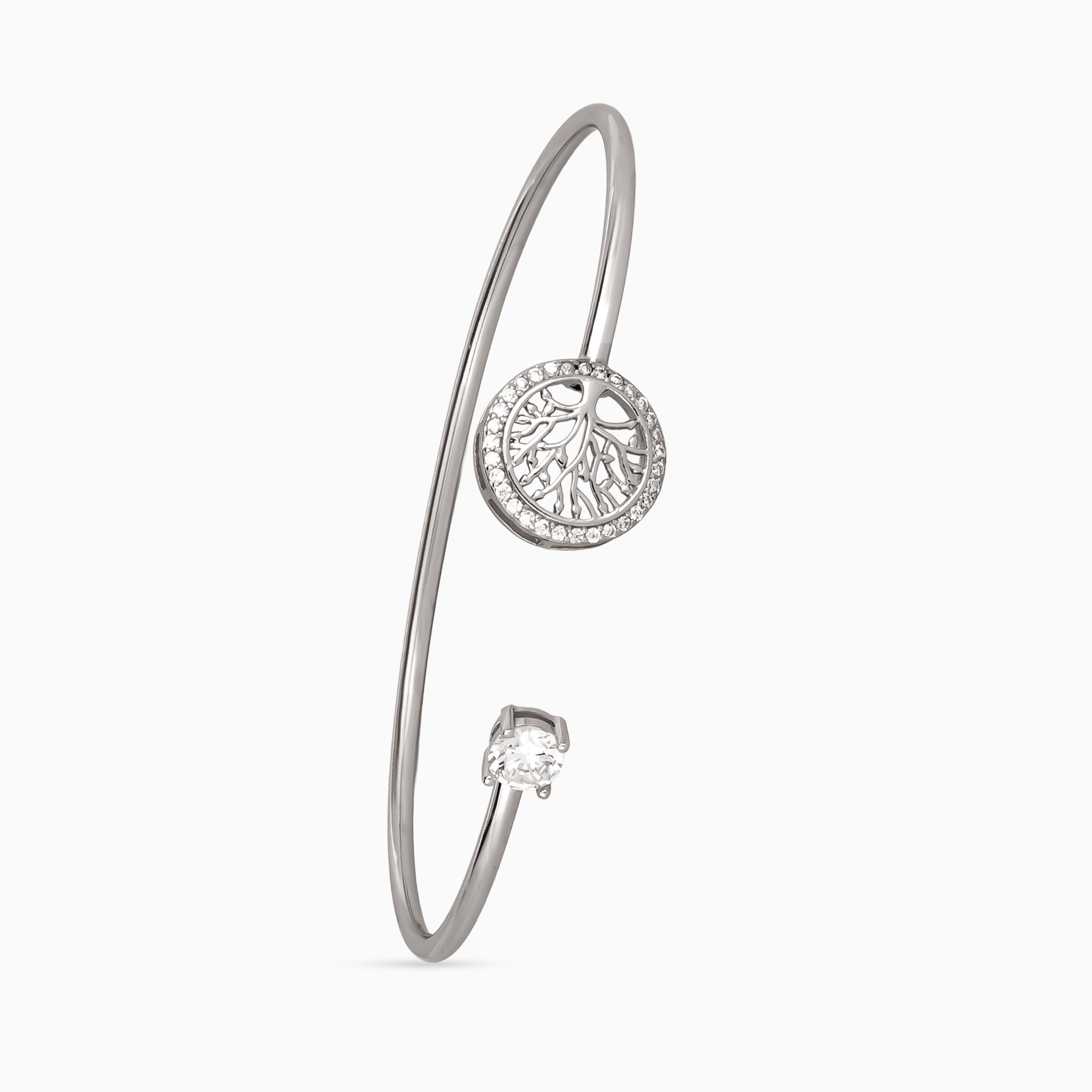 925 sterling silver, rhodium, Tree of Life Halo Bangle bracelet, (Secret Garden)