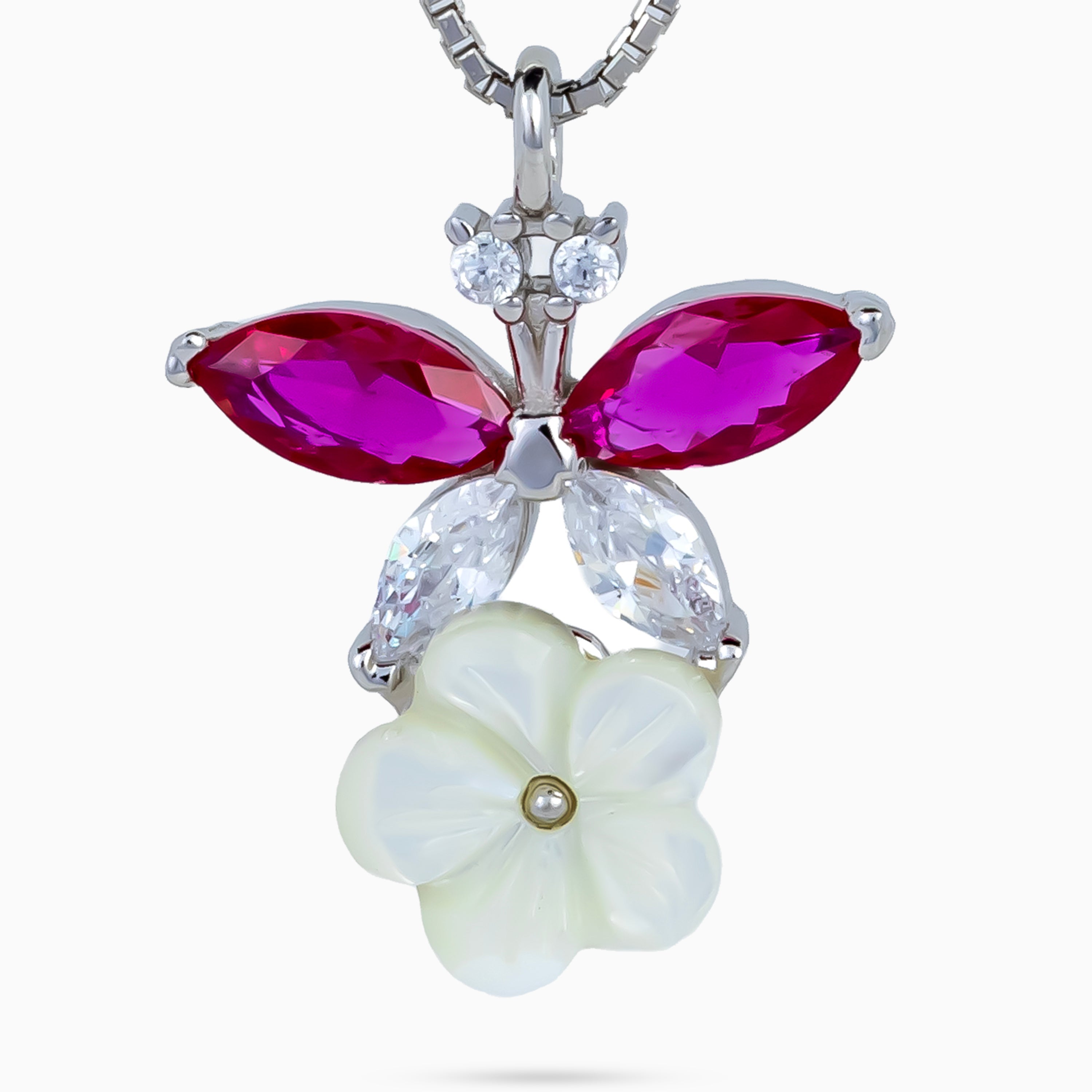 Fuchsia Wing Blossom Pendant Set