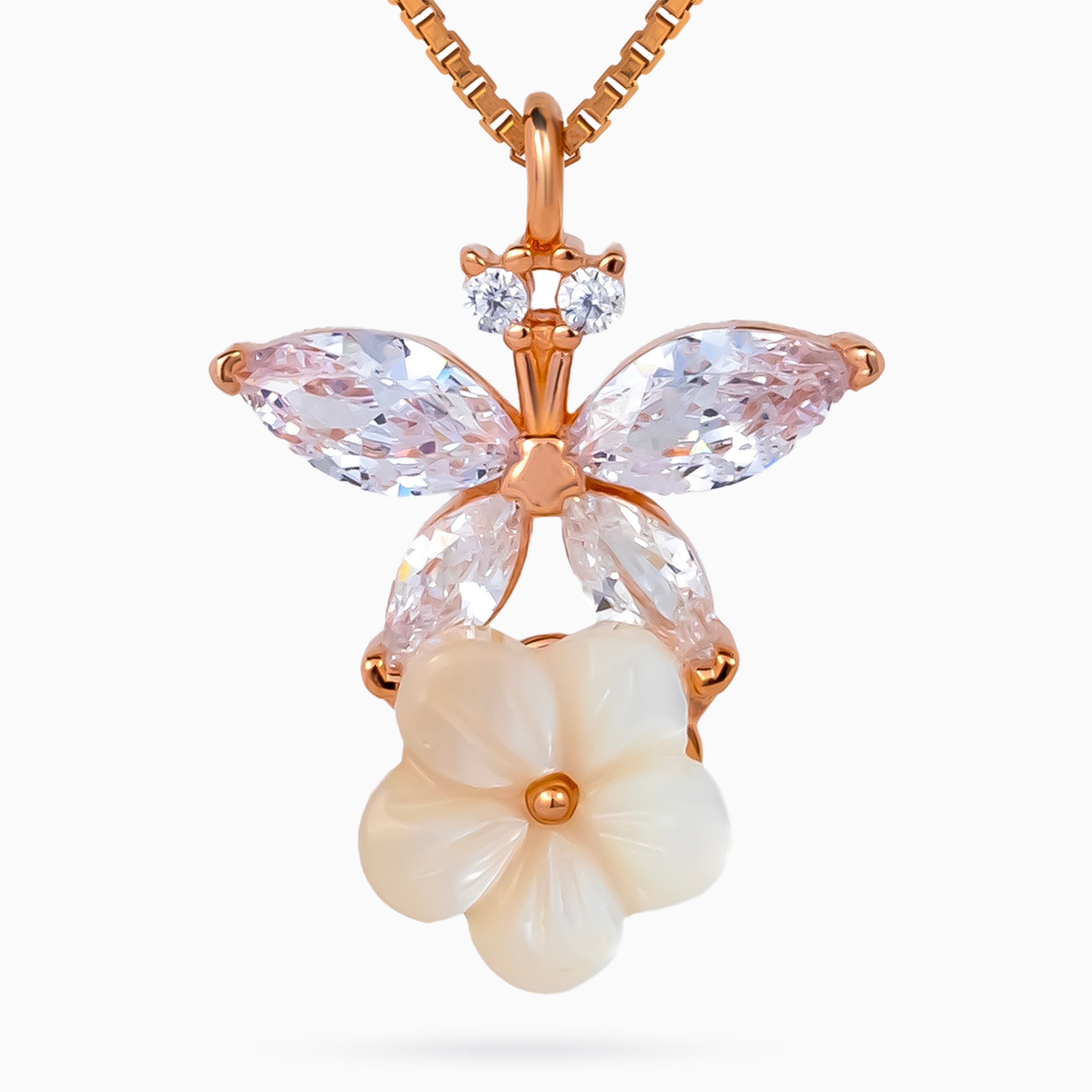 Crystal Wing Blossom Pendant Set