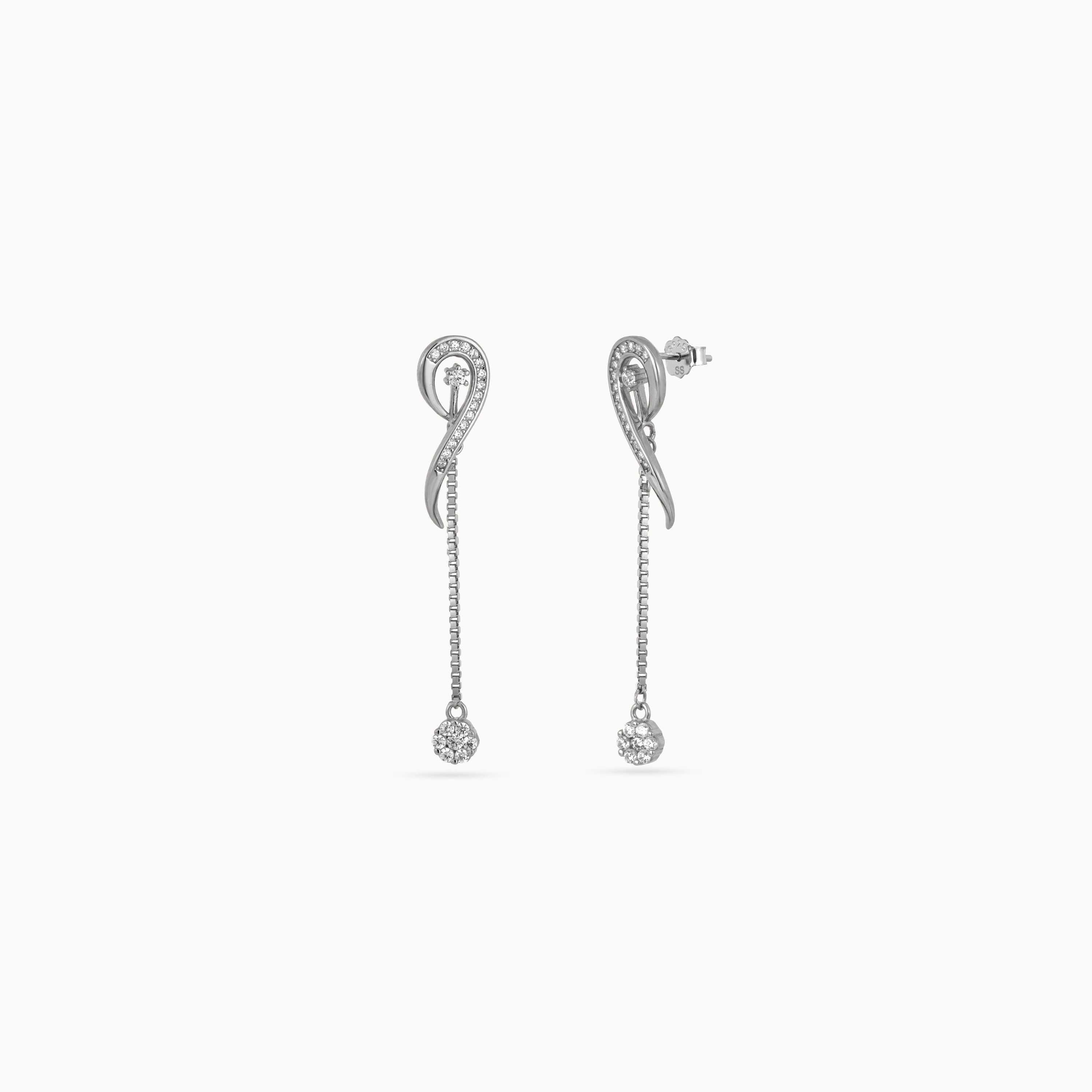 Silver Swirl Chain Pavé Drops