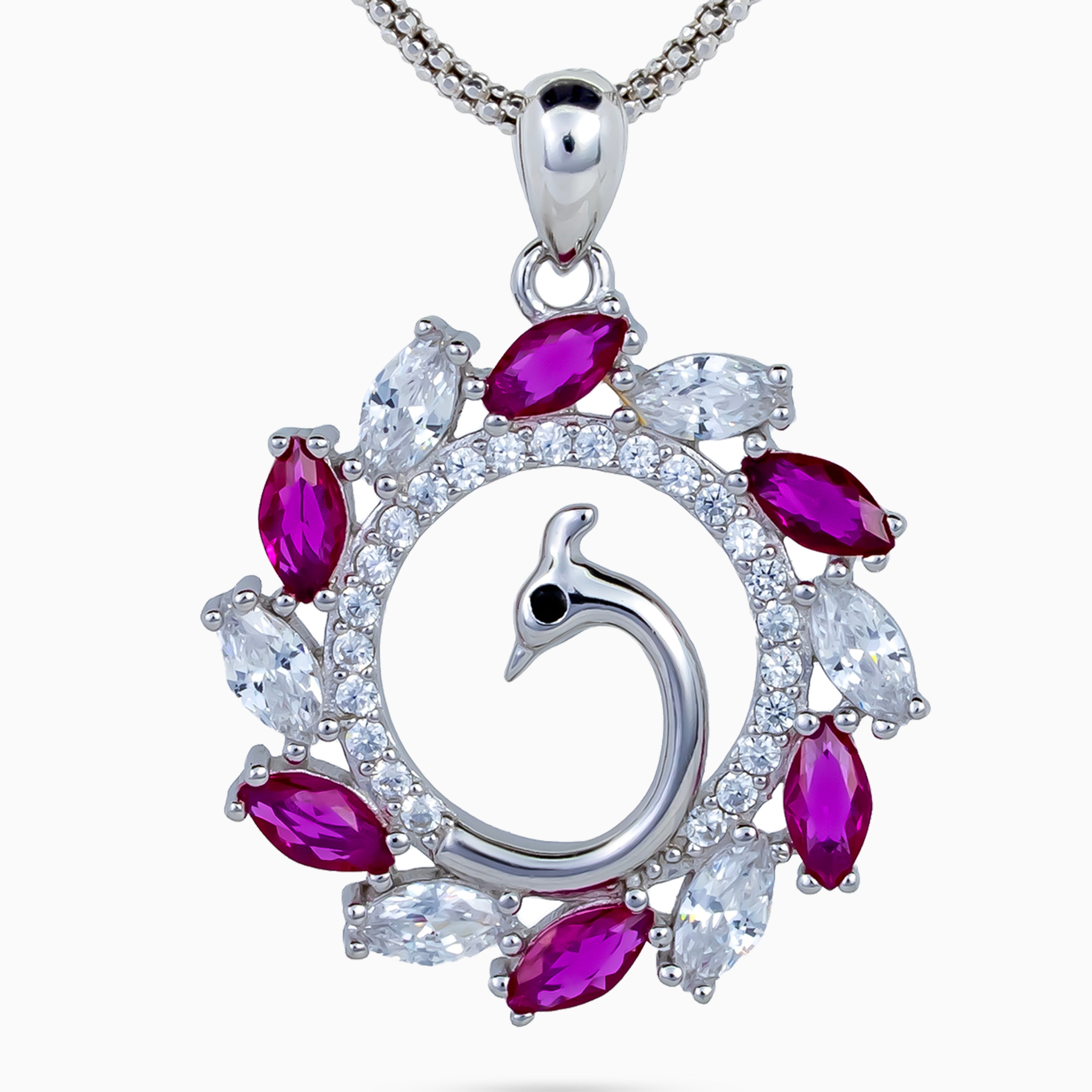 Peacock Ruby Wreath Pendant Set