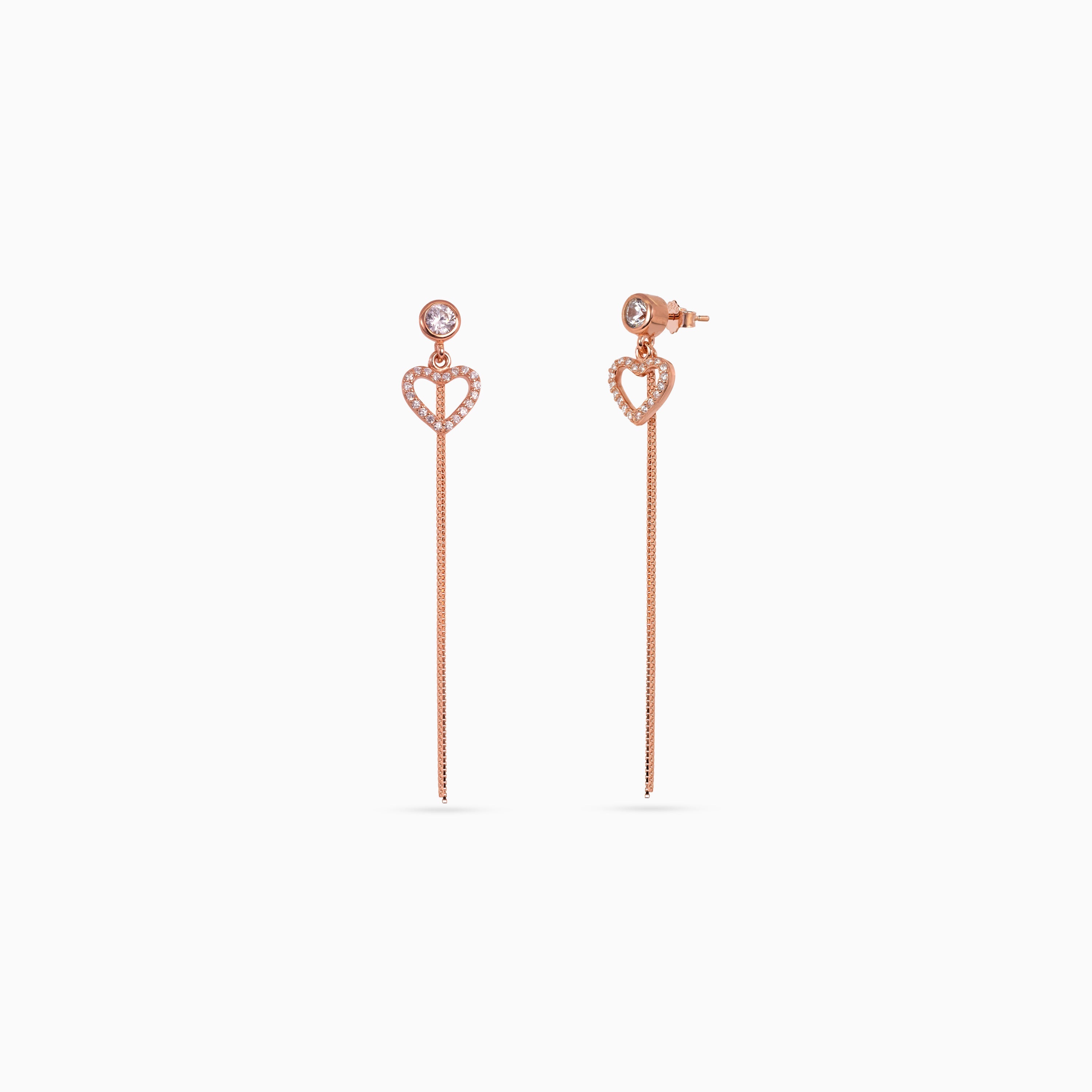 Rose gold Pavé Heart Chain Drops
