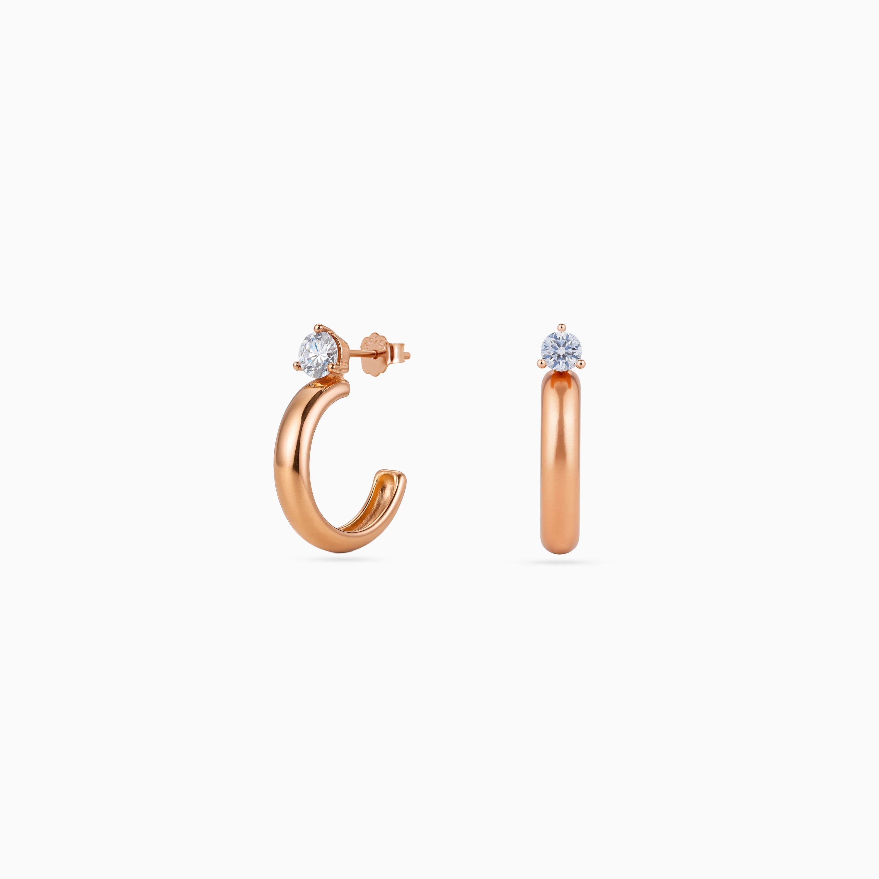 Rose gold Solitaire Dome Huggies