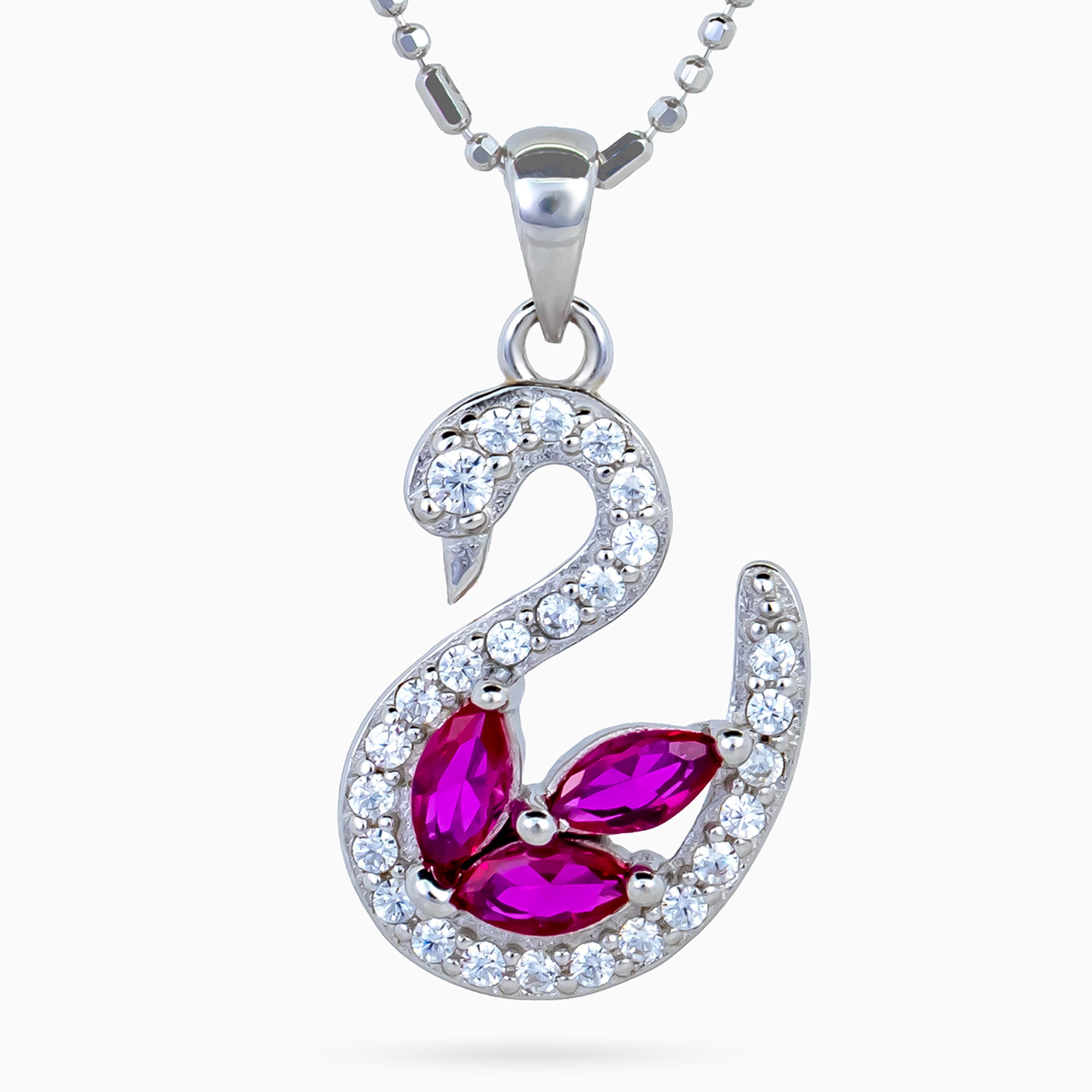 Ruby Wing Swan Pendant Set