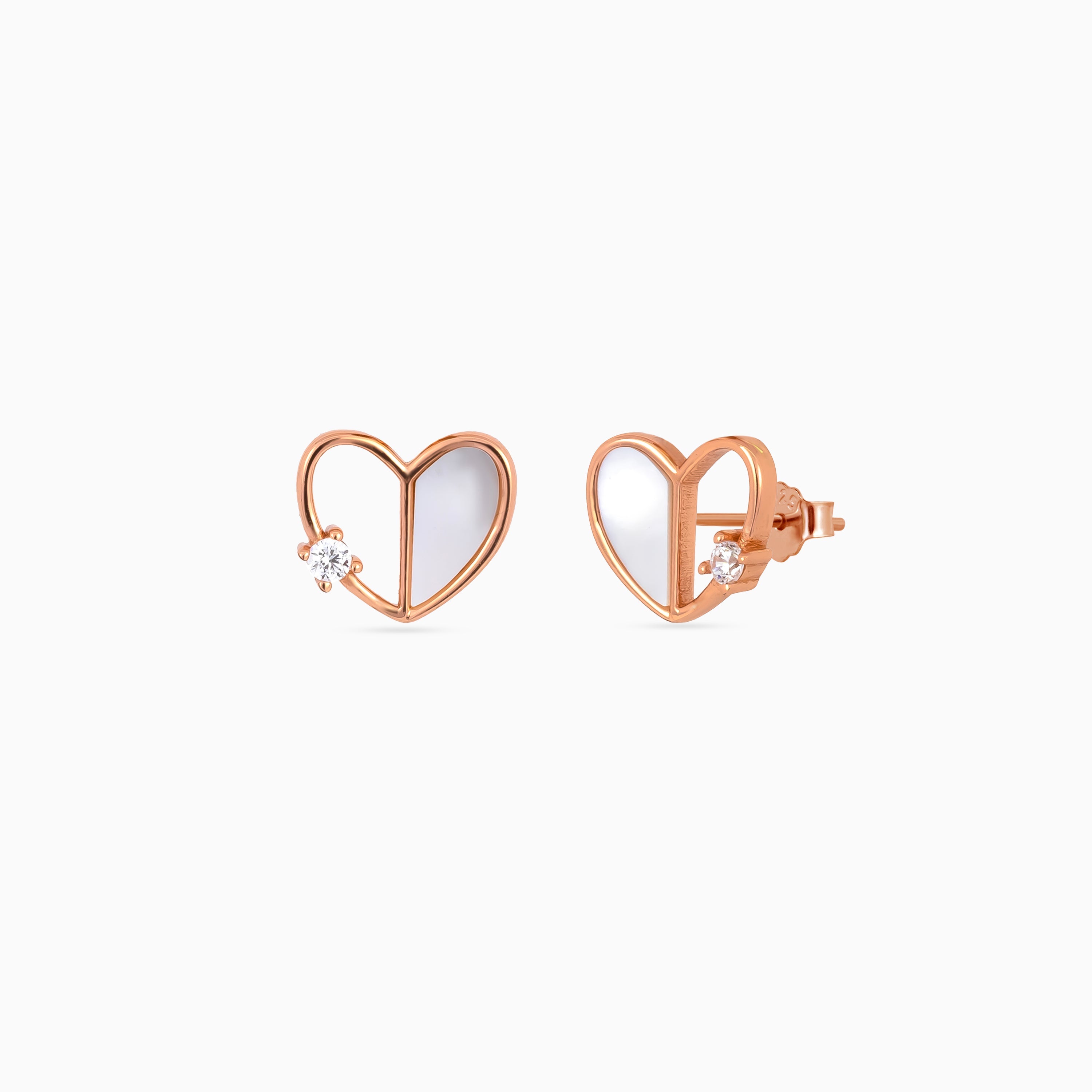 Rose gold Mother of Pearl Heart Studs