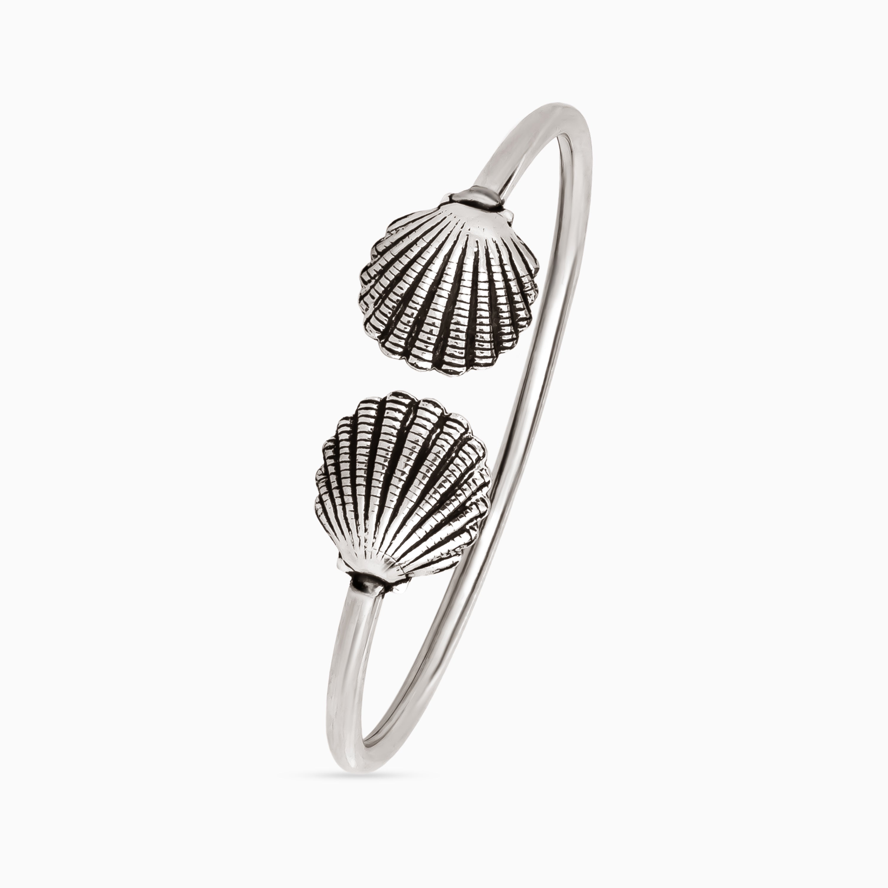 925 sterling silver, rhodium, Coastal Charm Trio Bangle bracelet, (Heritage Scroll)