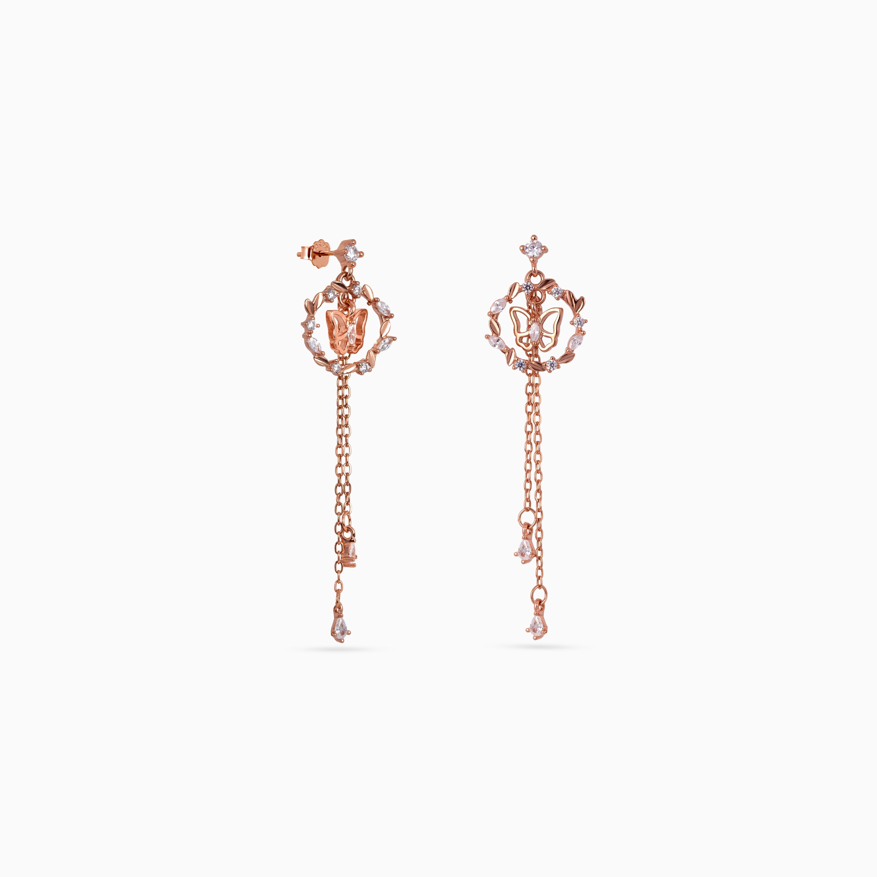 Rose gold Butterfly Wreath Chain Drops