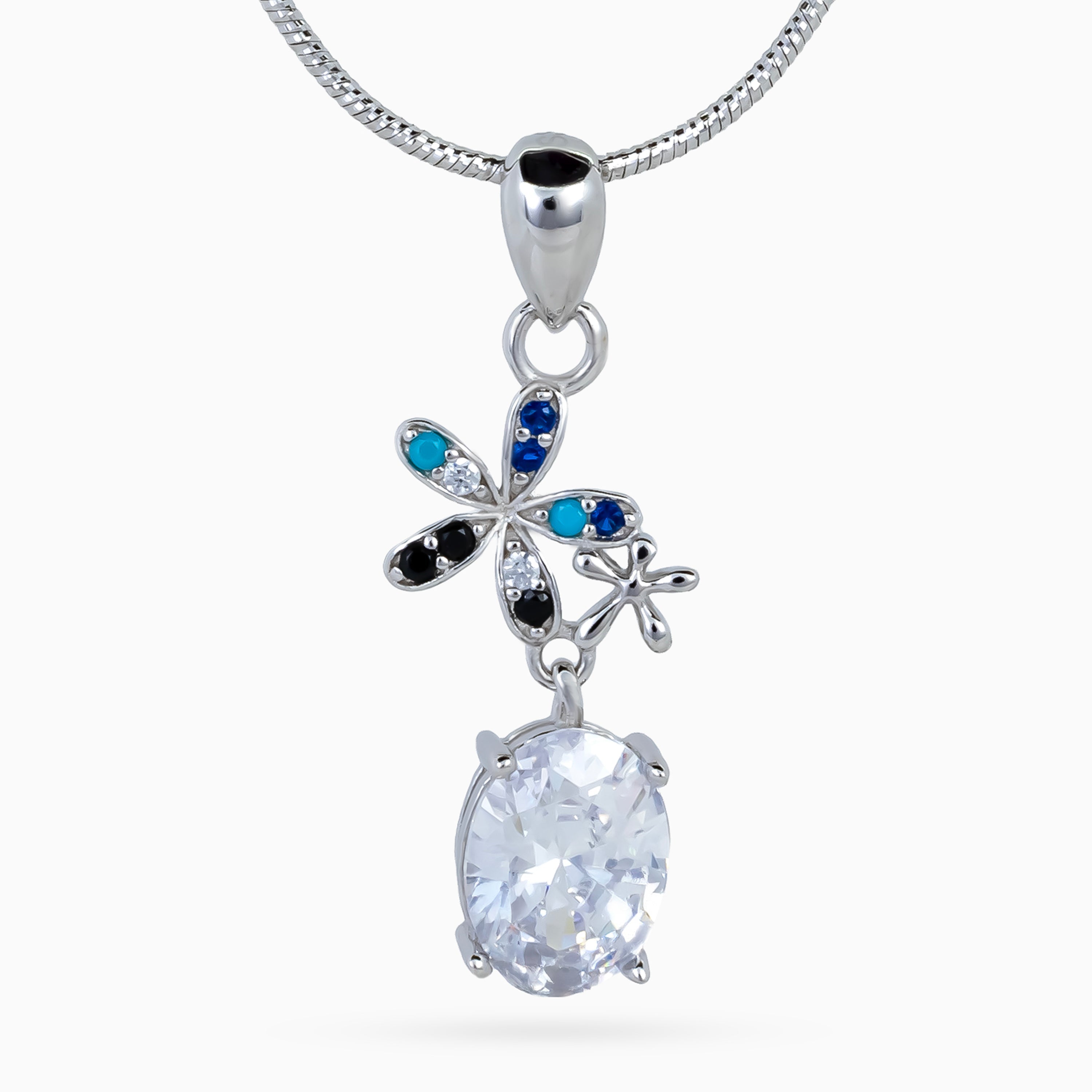 Azure Bloom Drop Necklace