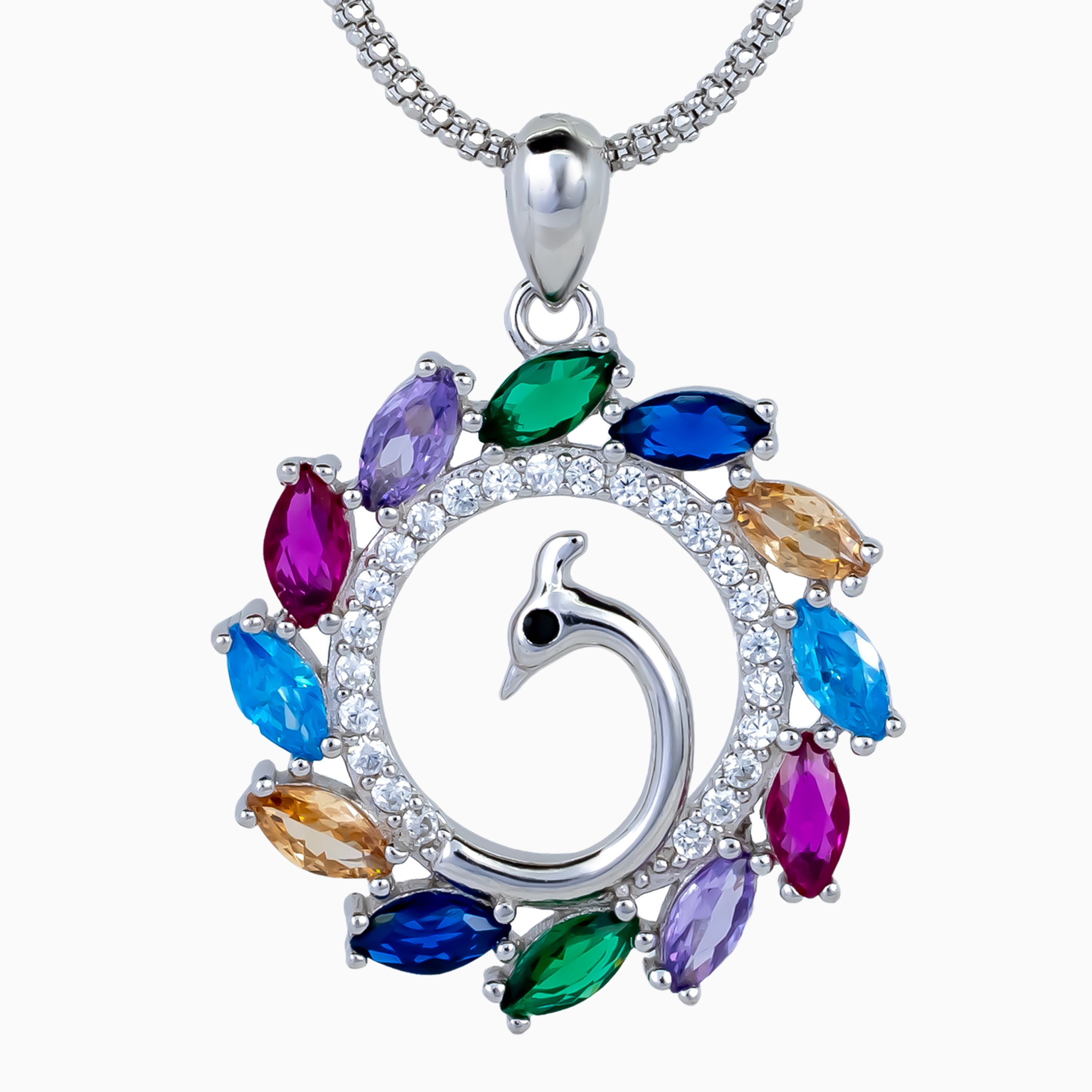 Peacock Radiance Wreath Pendant Set