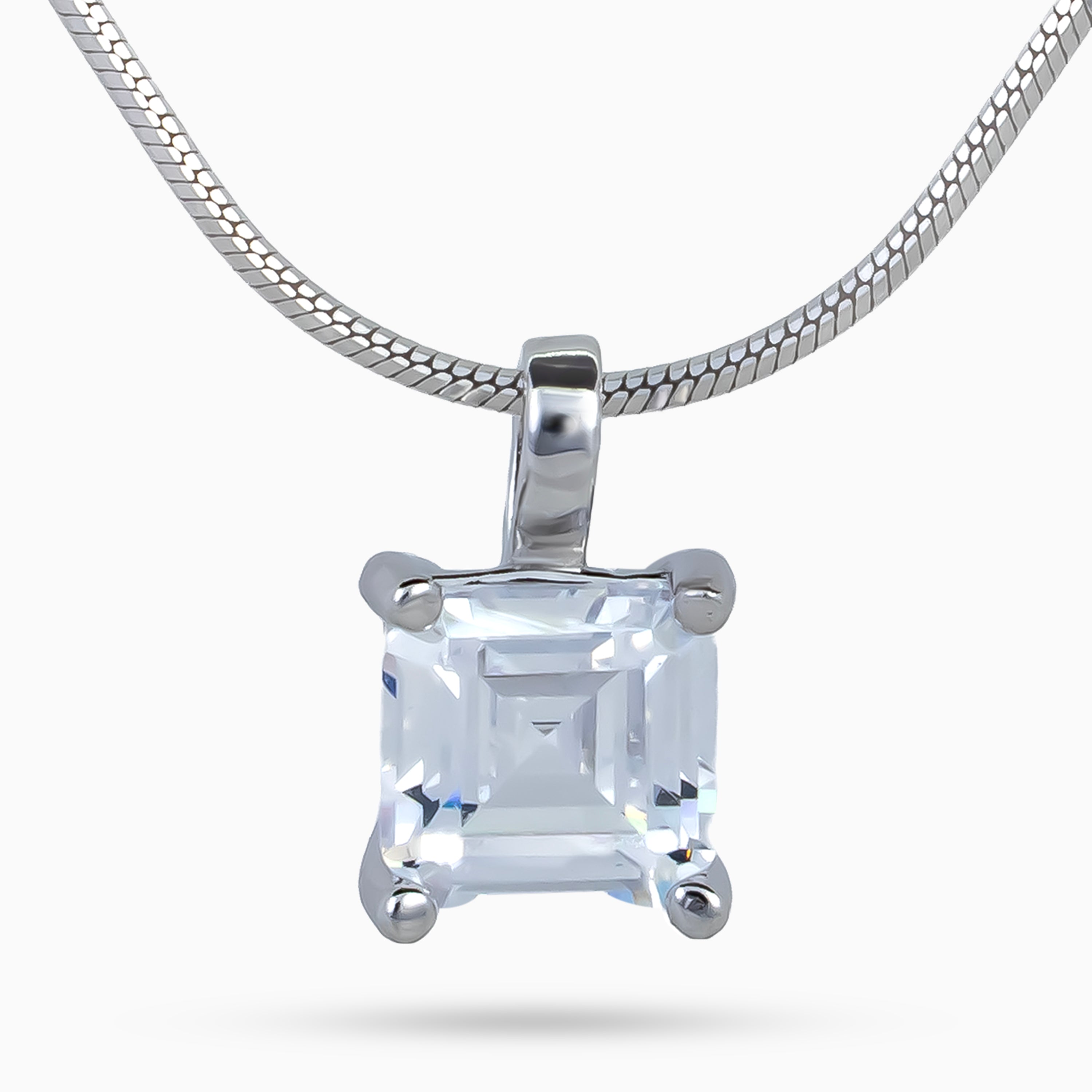 Silver Asscher Prism Necklace