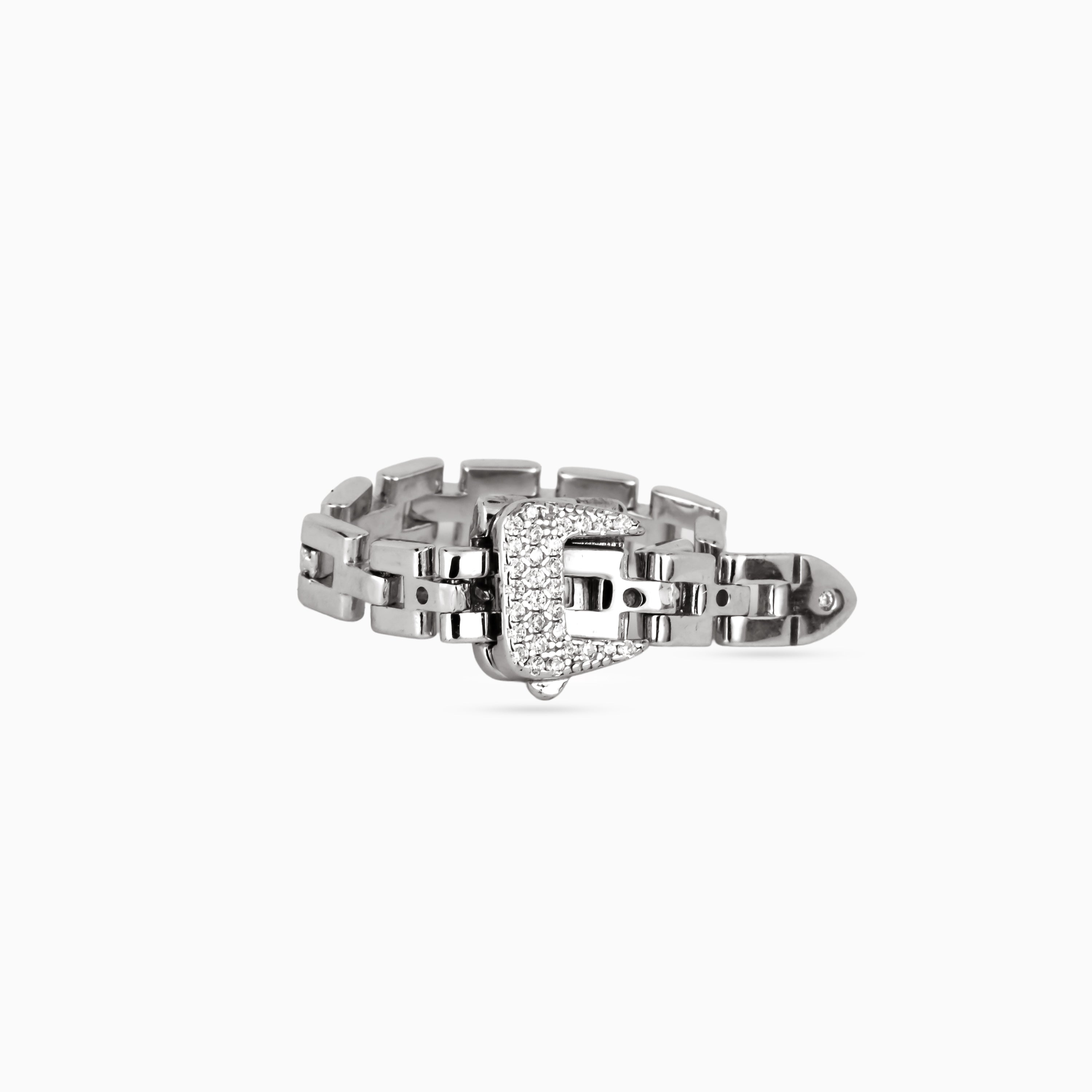 Box-Link Pavé Square Ring