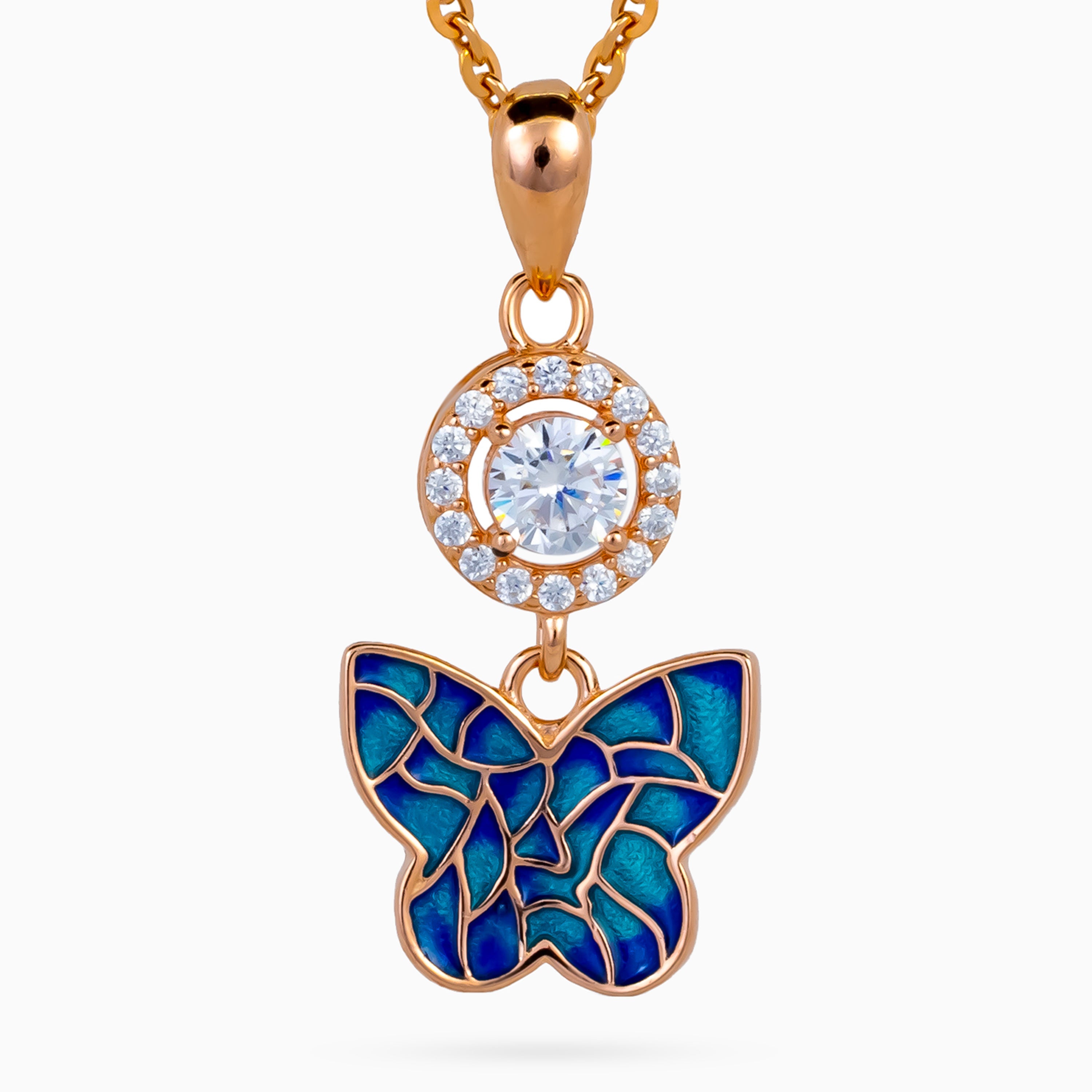 Mosaic Papillon Halo Pendant Set
