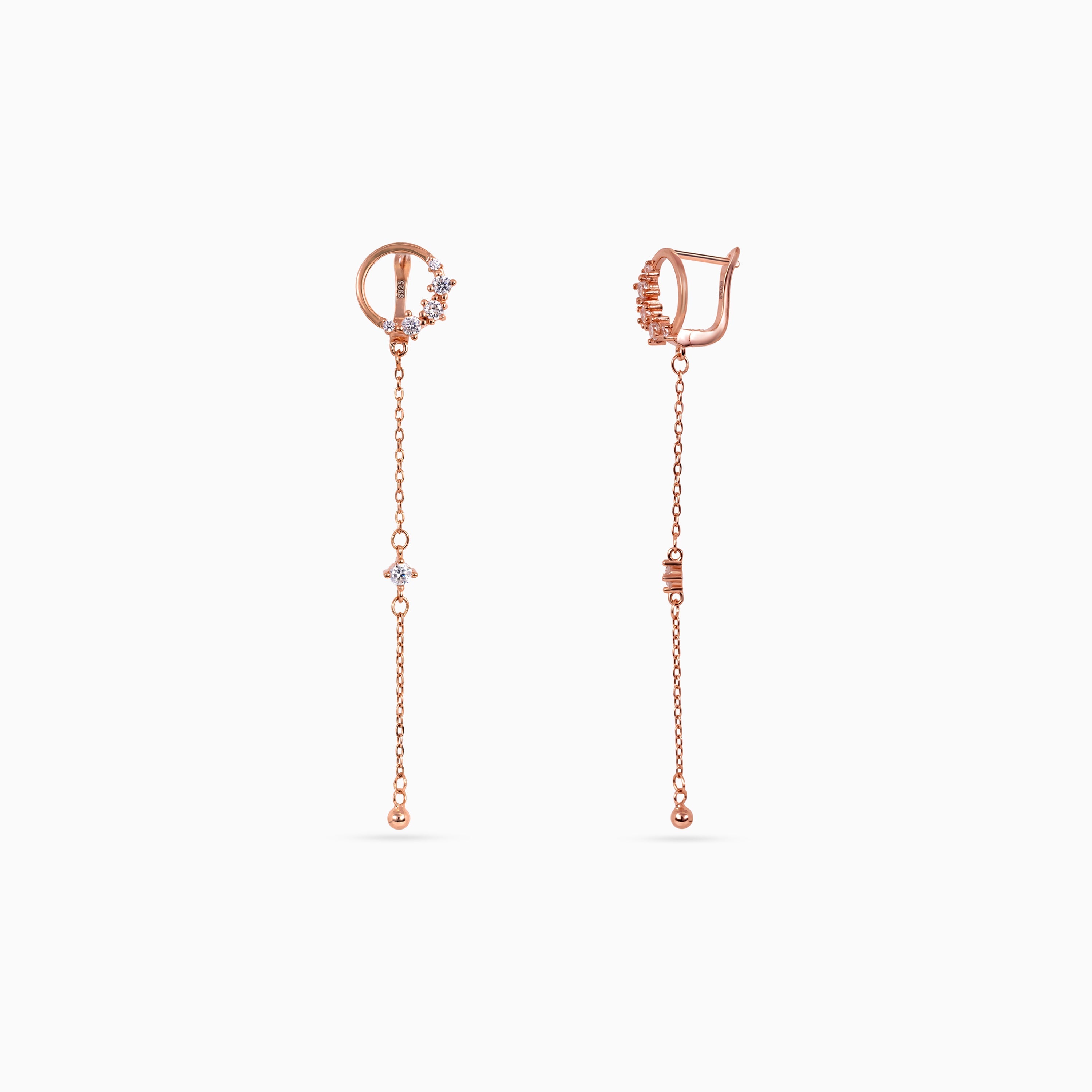 Rose gold Cluster Cascade Huggies