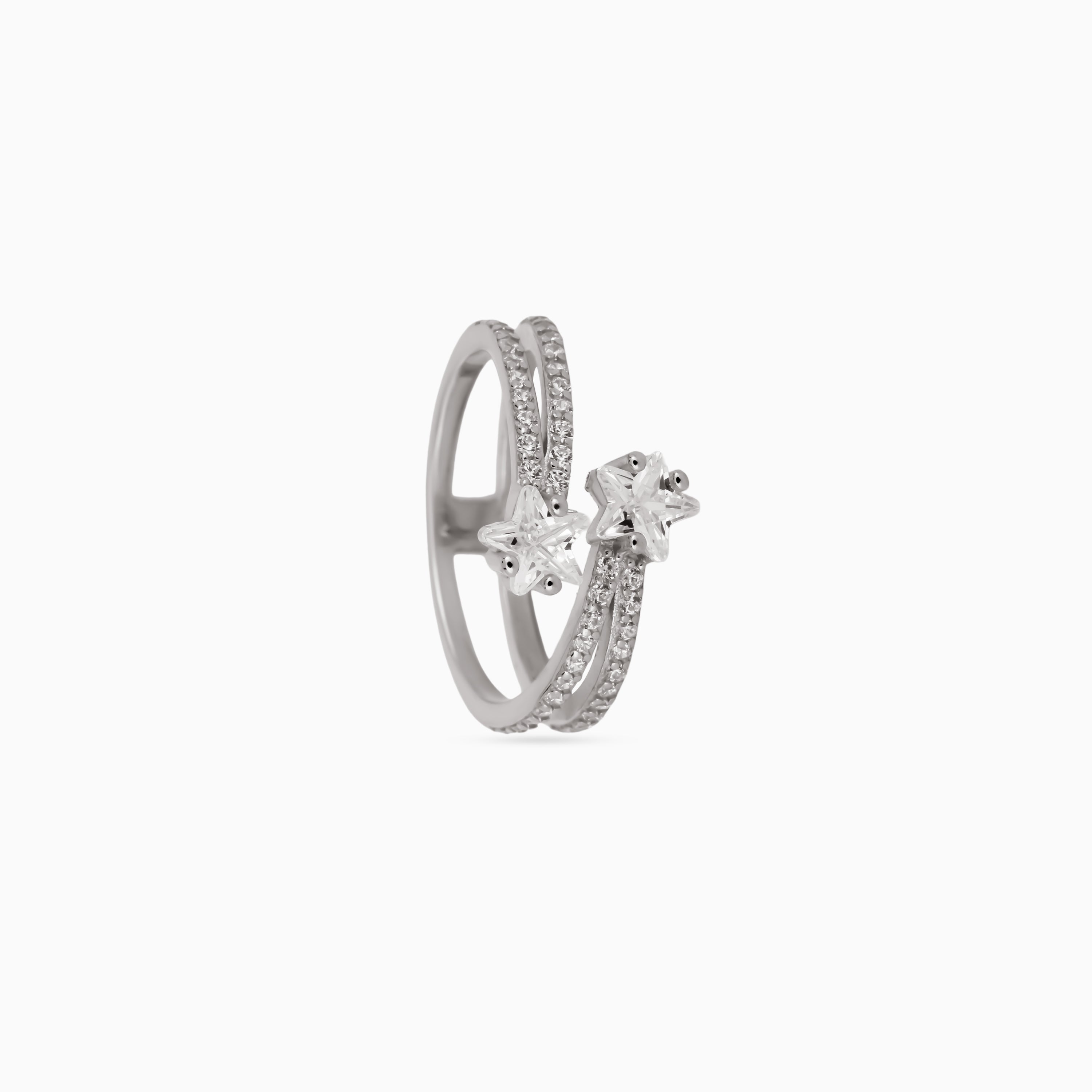Twin Crescent Pavé Ring