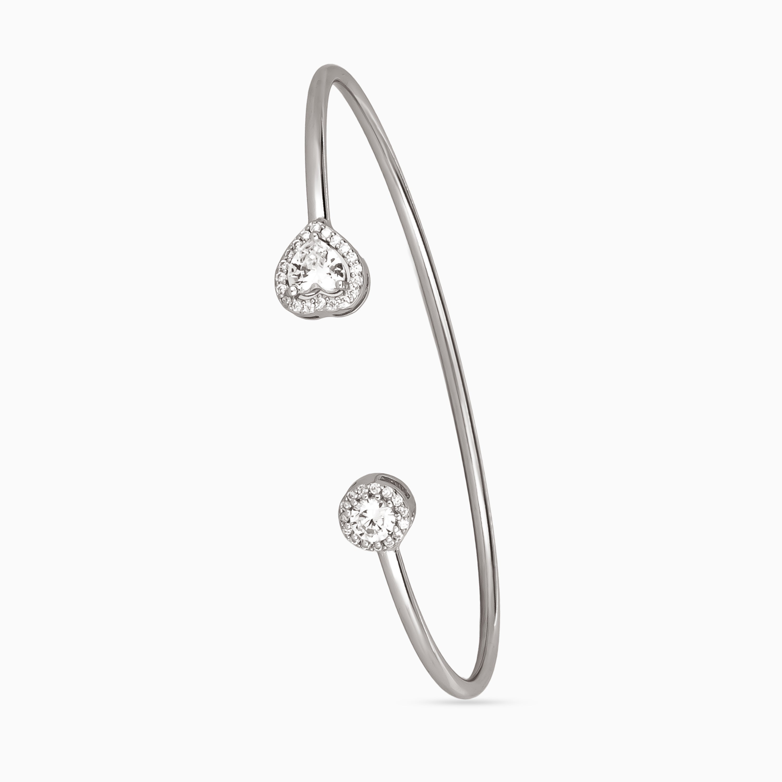 925 sterling silver, rhodium, Heartline Duo Bangle bracelet, (Heartline)