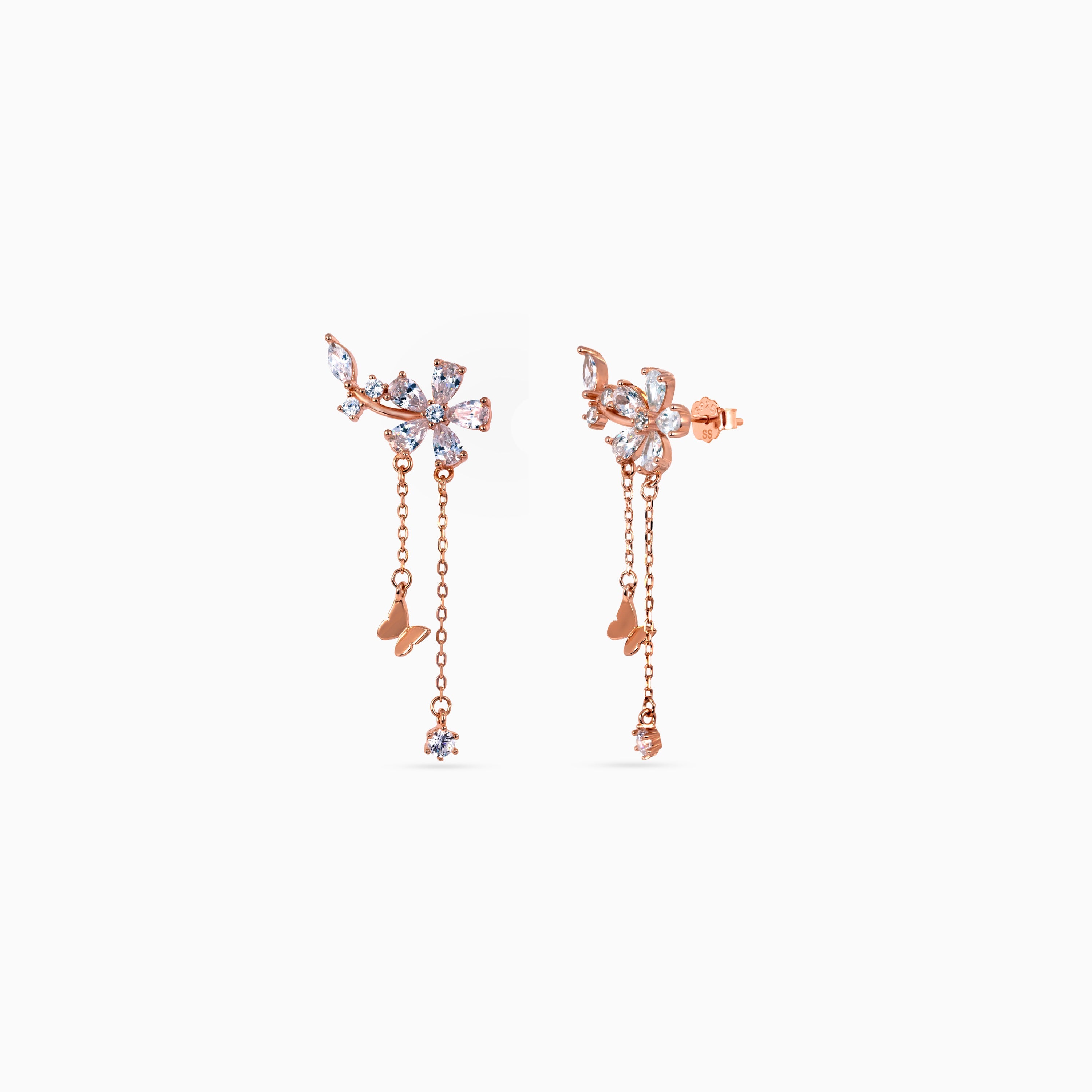 Rose gold Butterfly Bloom Chain Drops