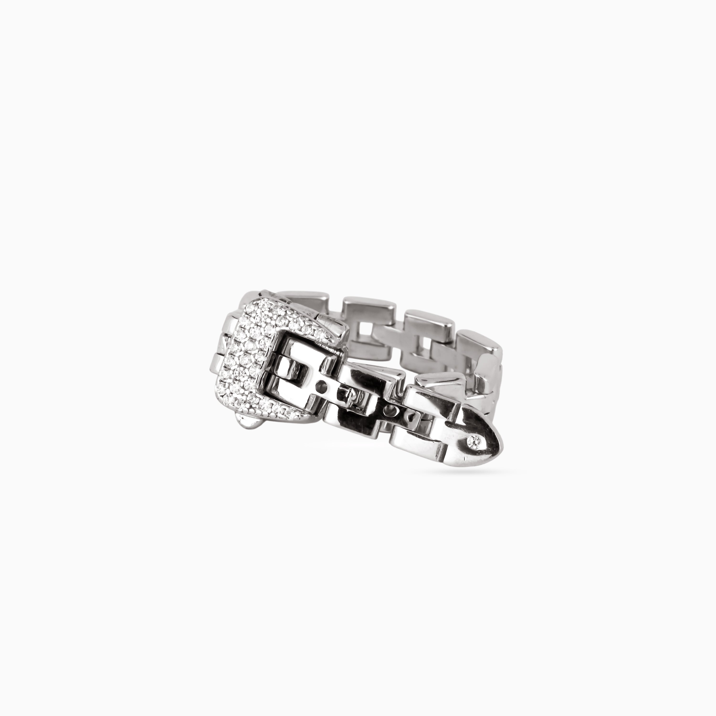 Box-Link Pavé Square Ring
