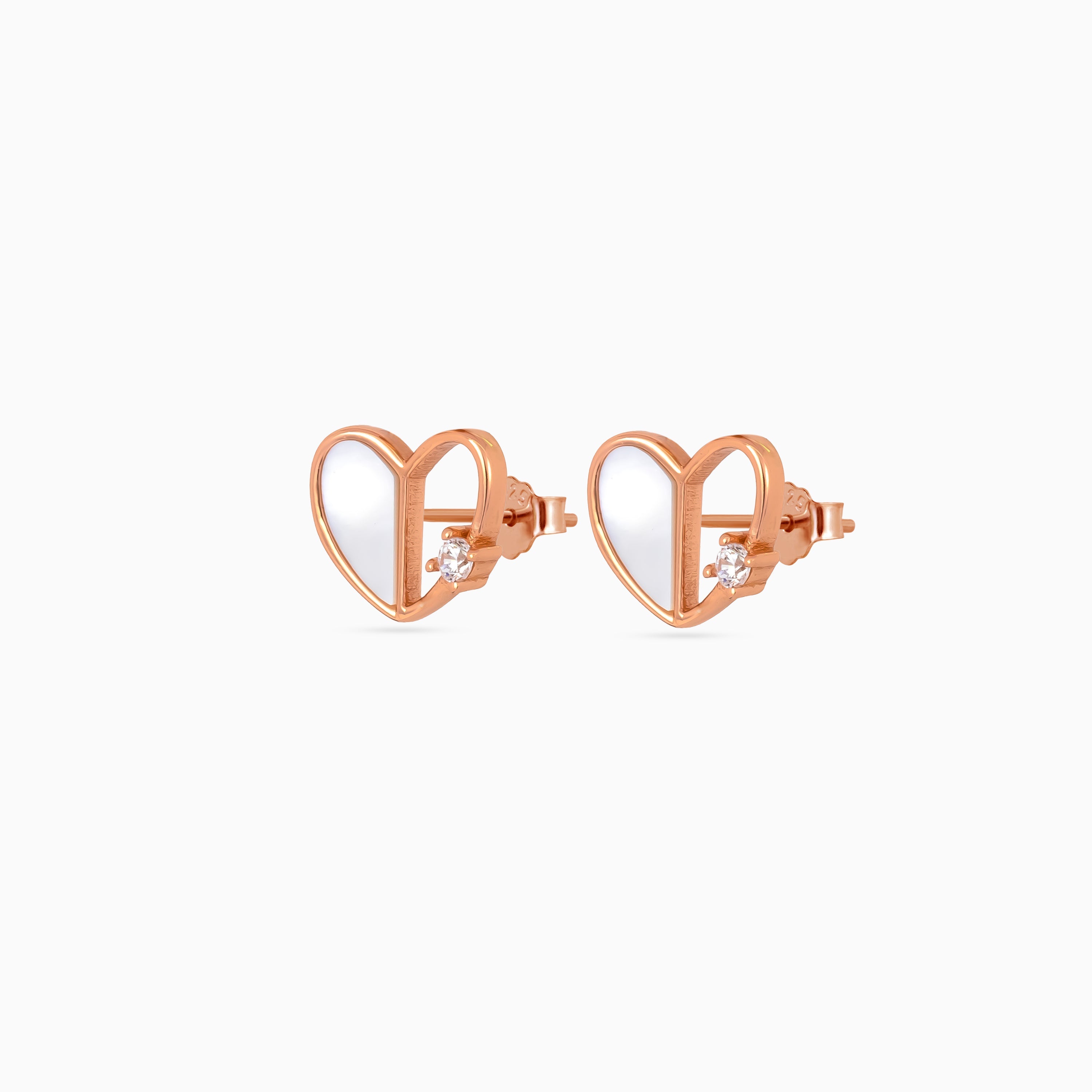 Rose gold Mother of Pearl Heart Studs