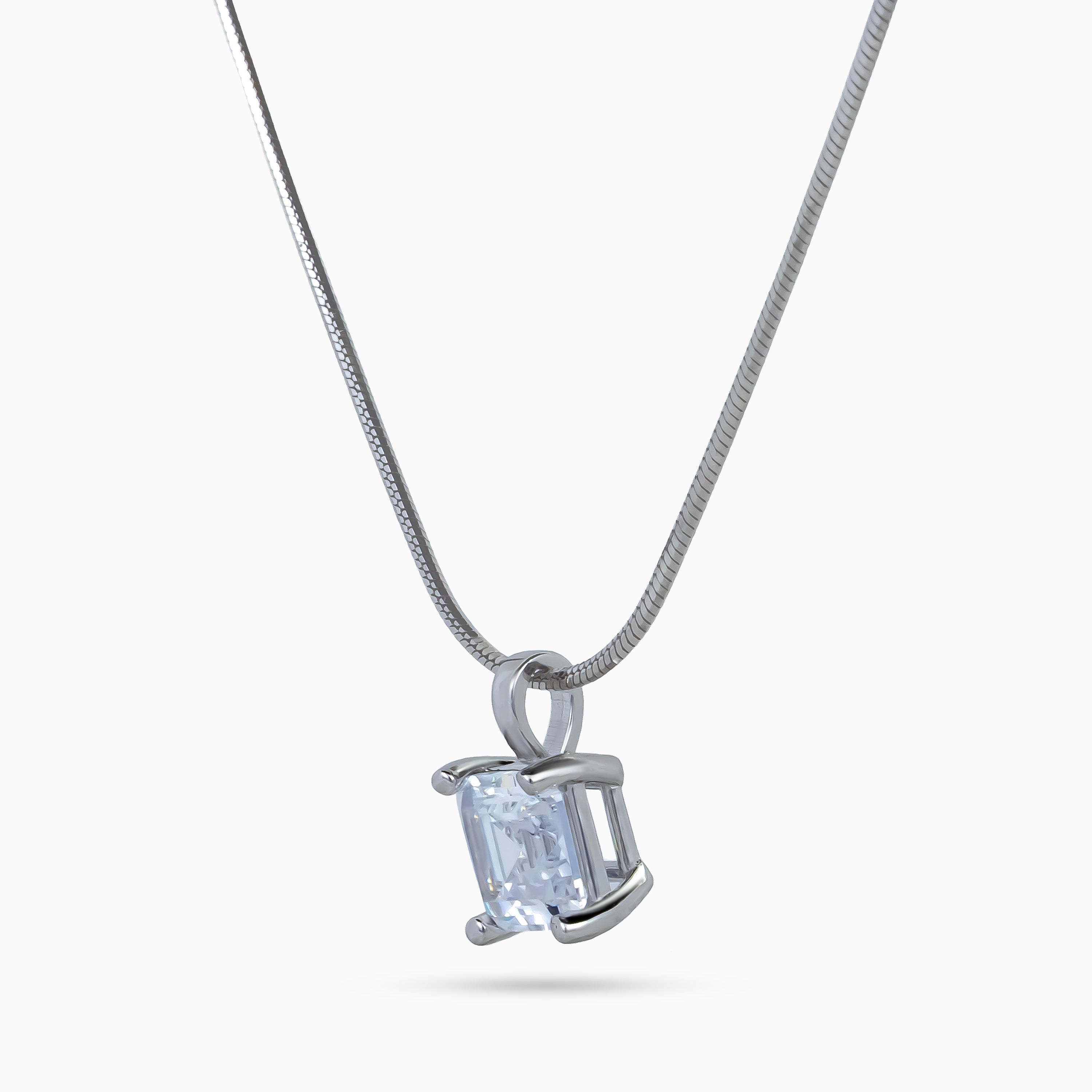 Silver Asscher Prism Necklace