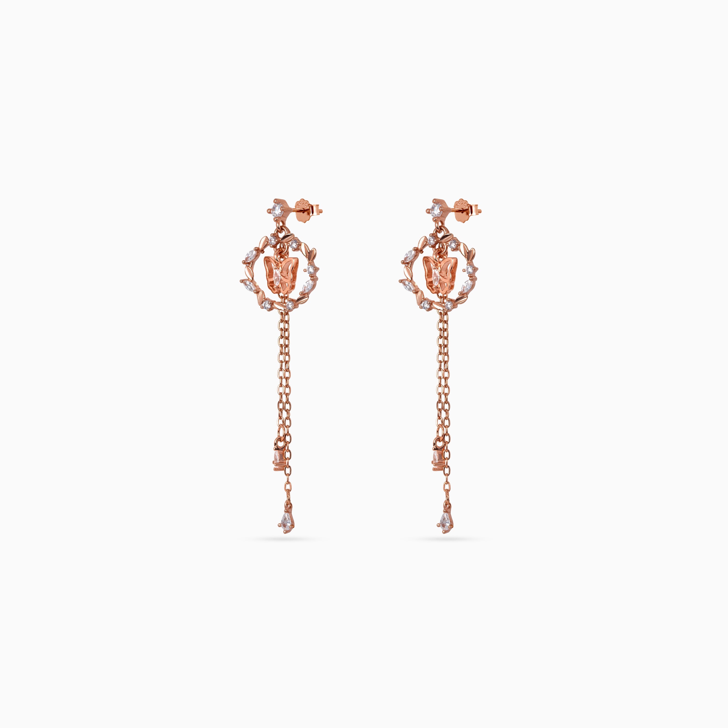 Rose gold Butterfly Wreath Chain Drops