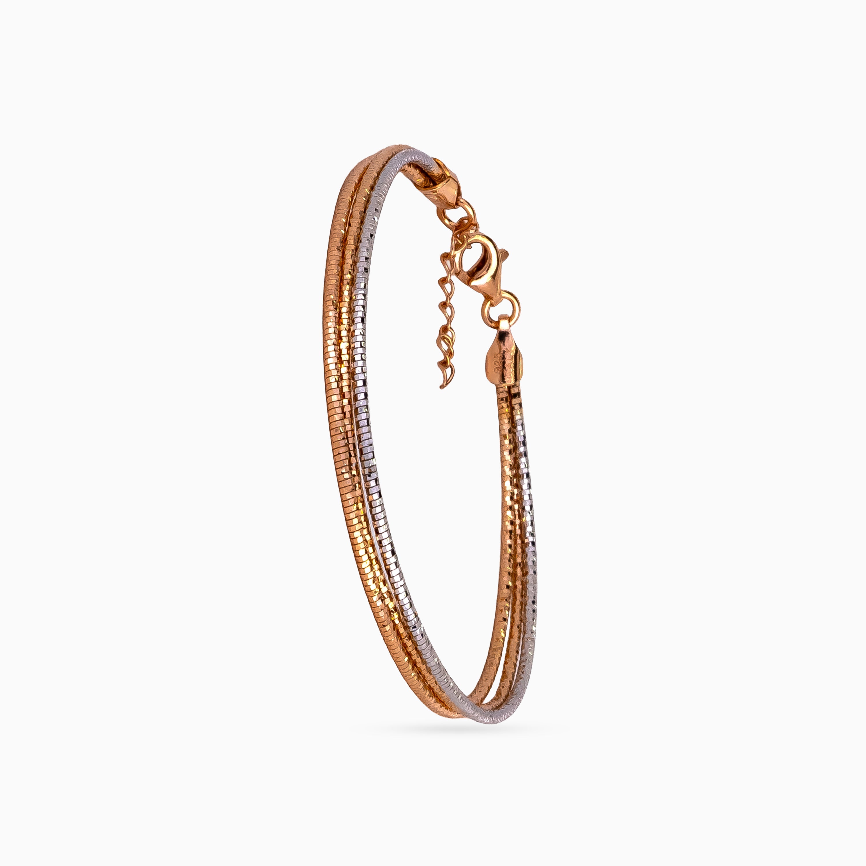 925 sterling silver, rose gold, Duo-Glow Snake Chain Bracelet bracelet, (Modern Muse)