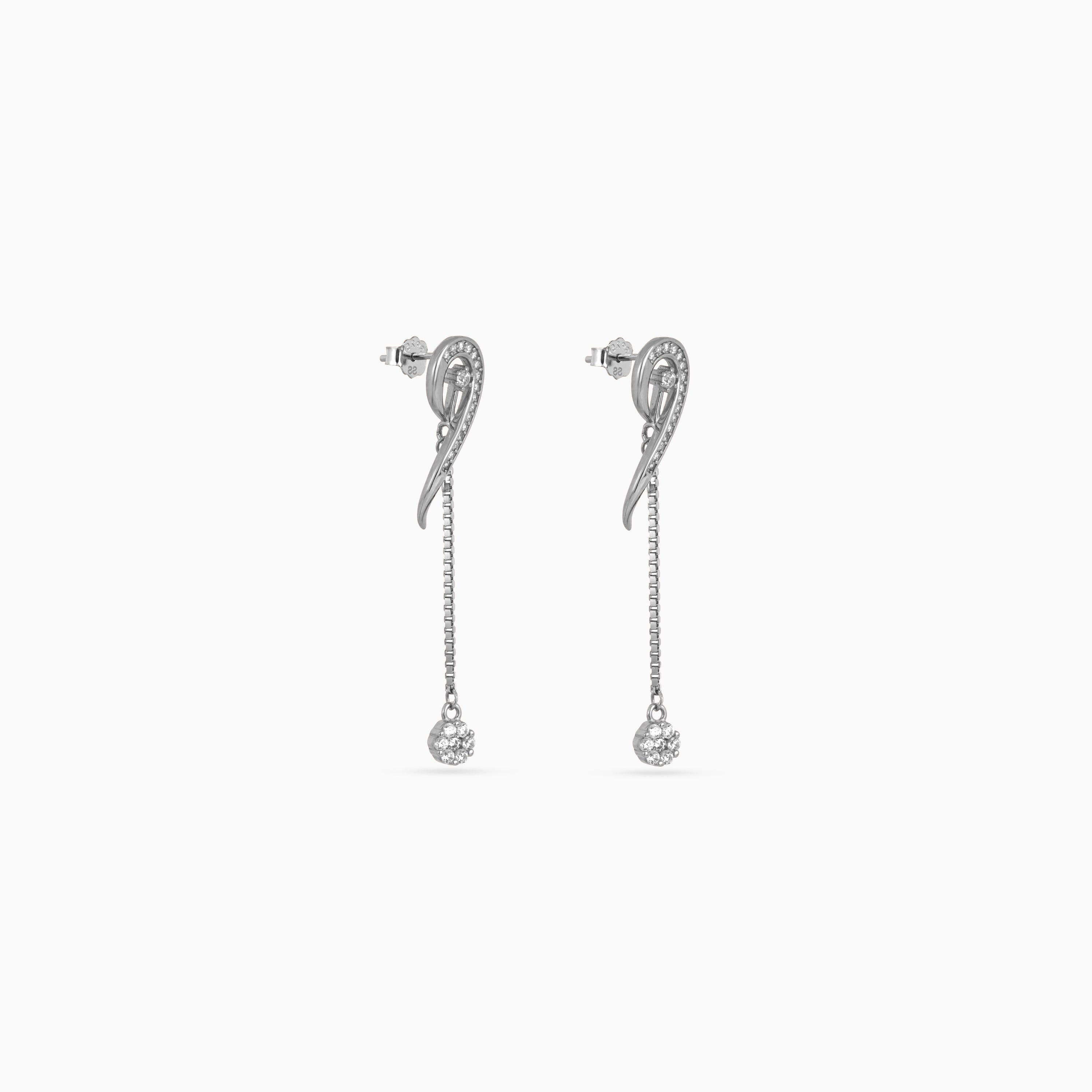 Silver Swirl Chain Pavé Drops