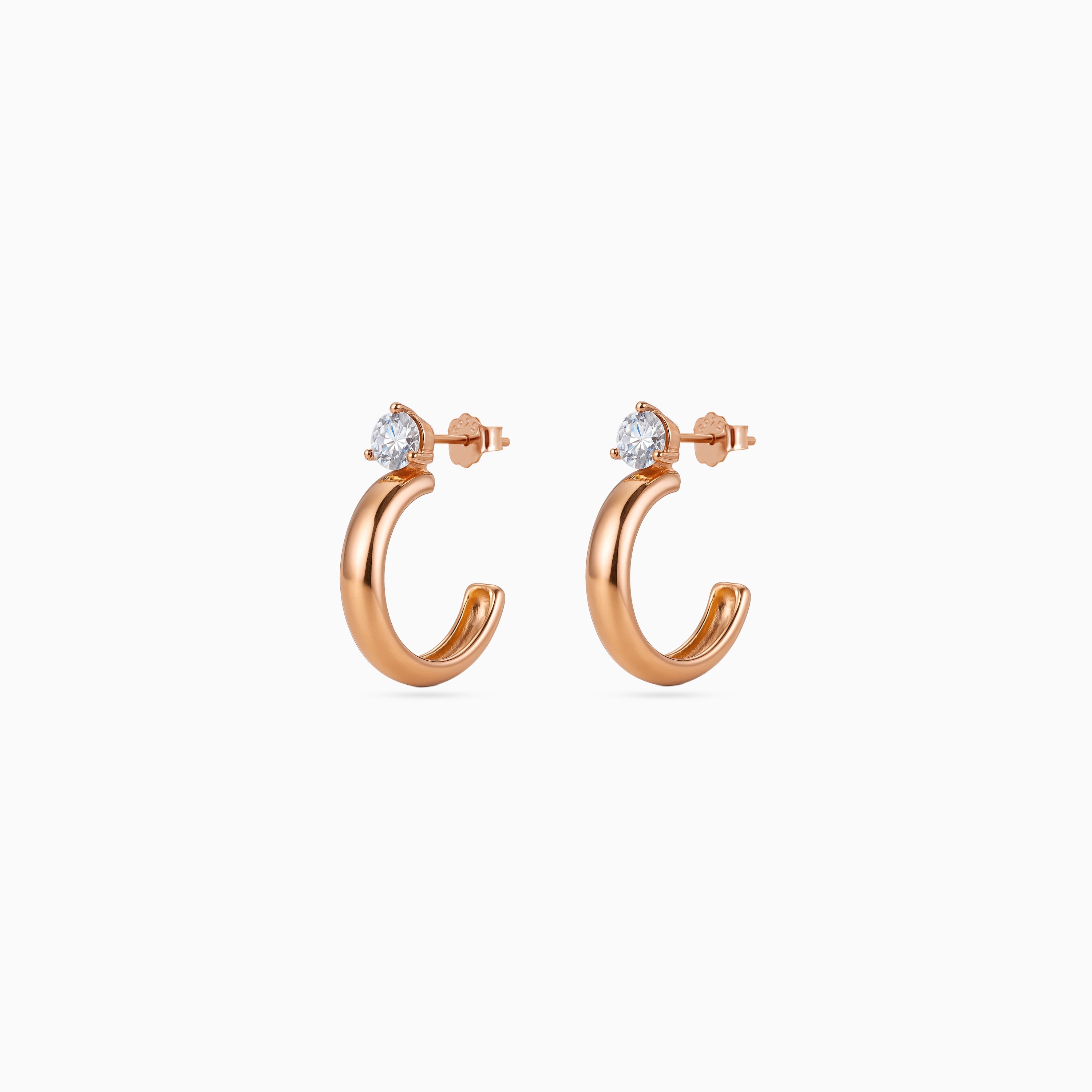 Rose gold Solitaire Dome Huggies