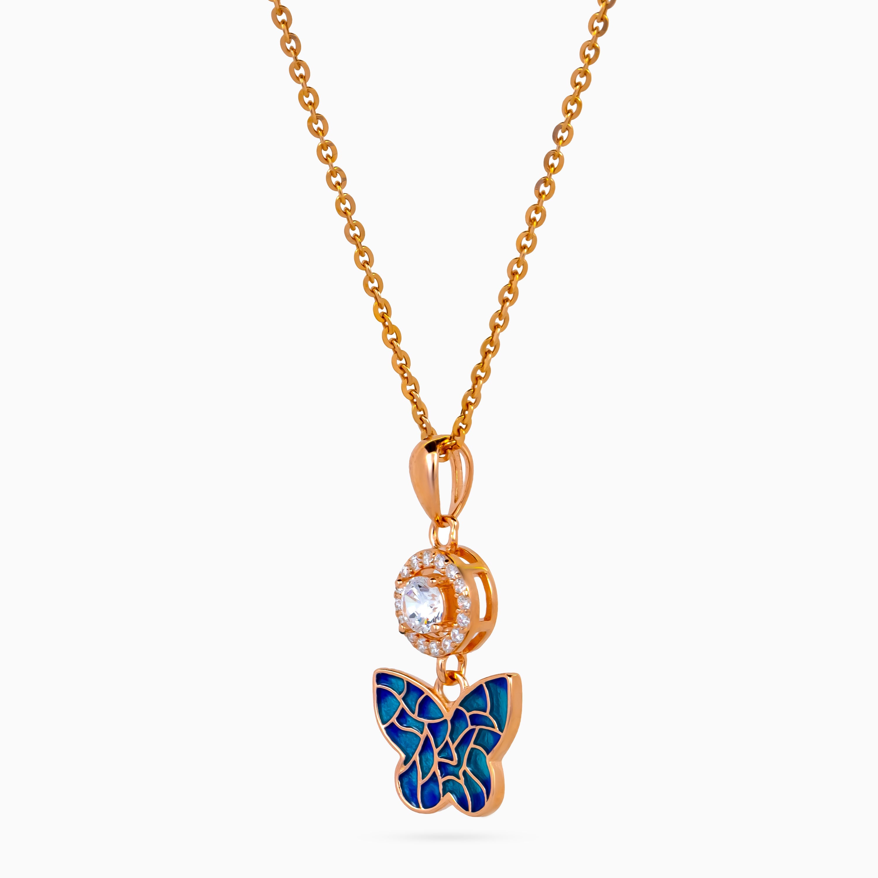 Mosaic Papillon Halo Pendant Set