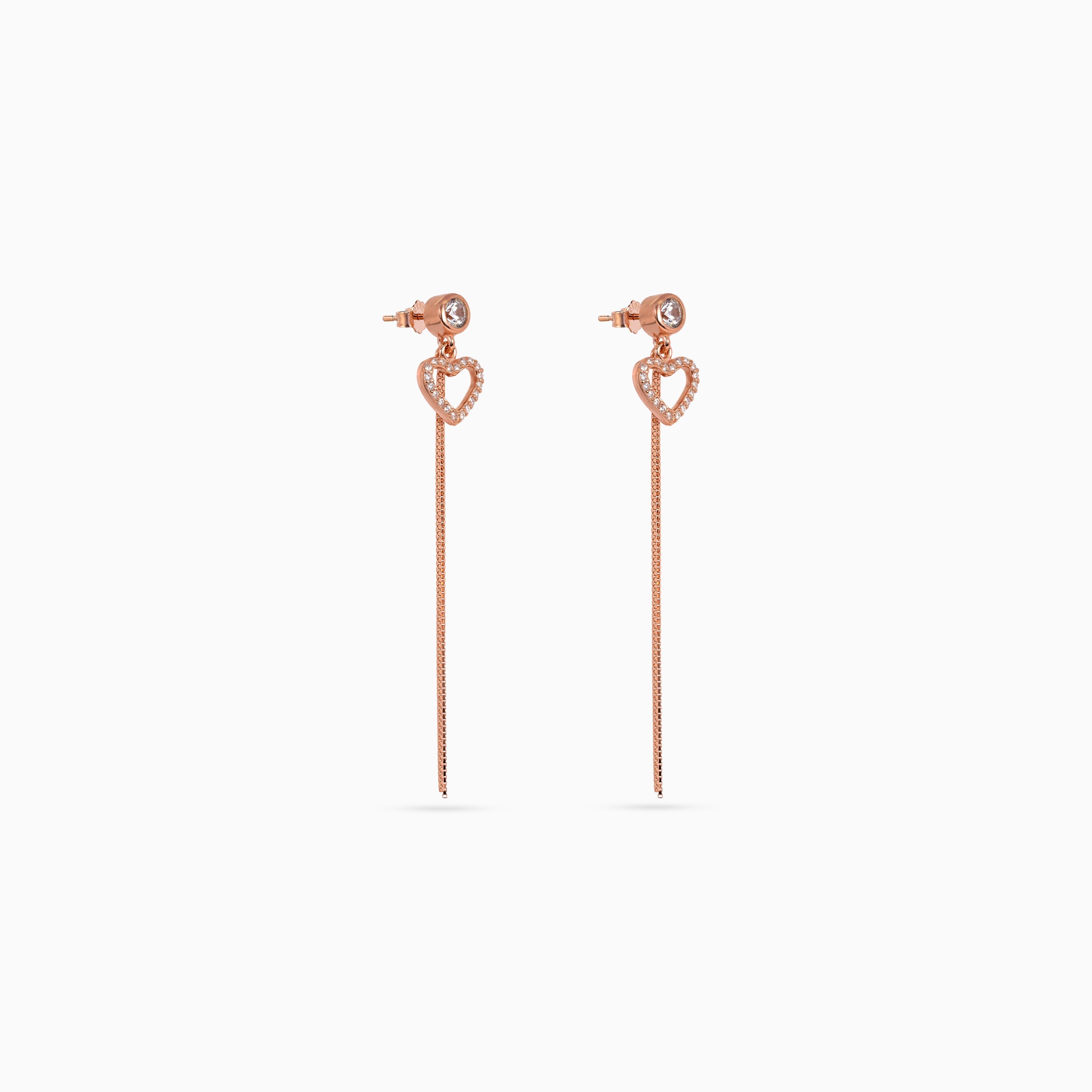 Rose gold Pavé Heart Chain Drops