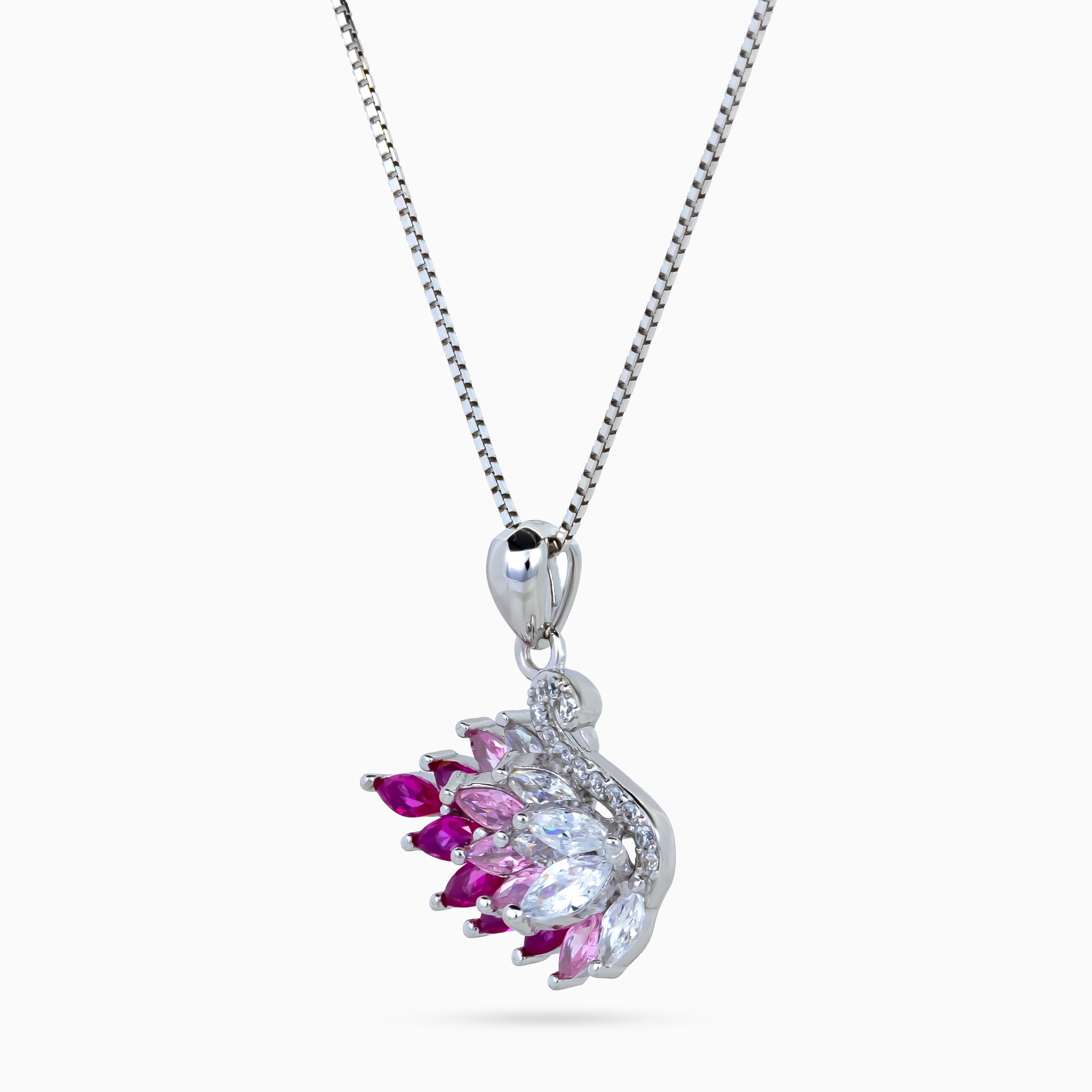 Fuchsia Plume Swan Pendant Set
