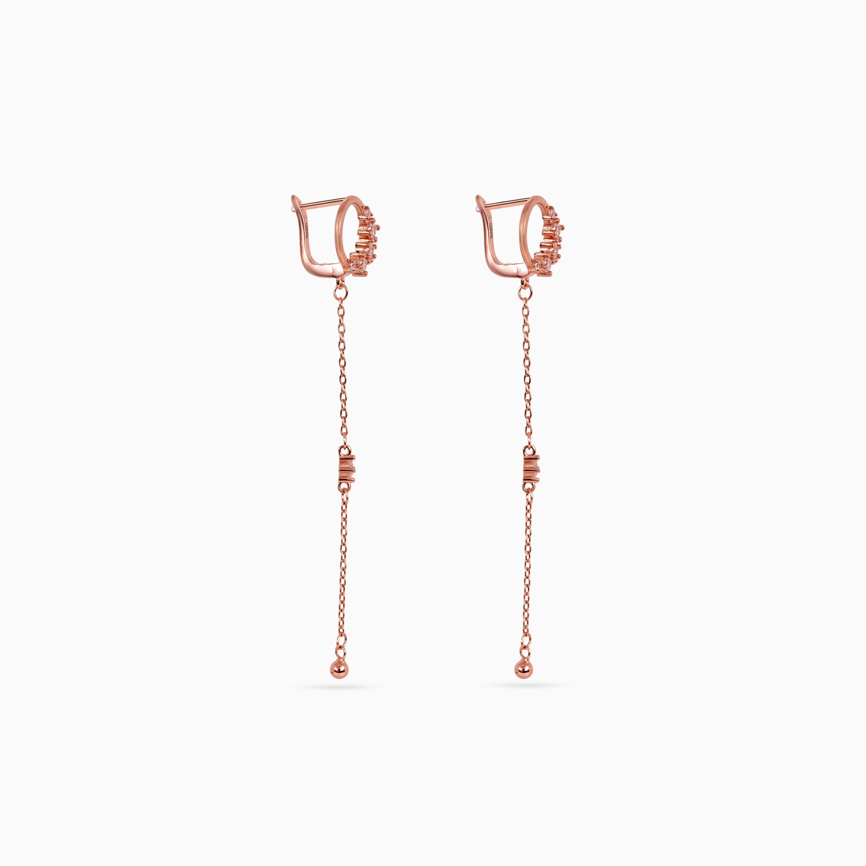 Rose gold Cluster Cascade Huggies