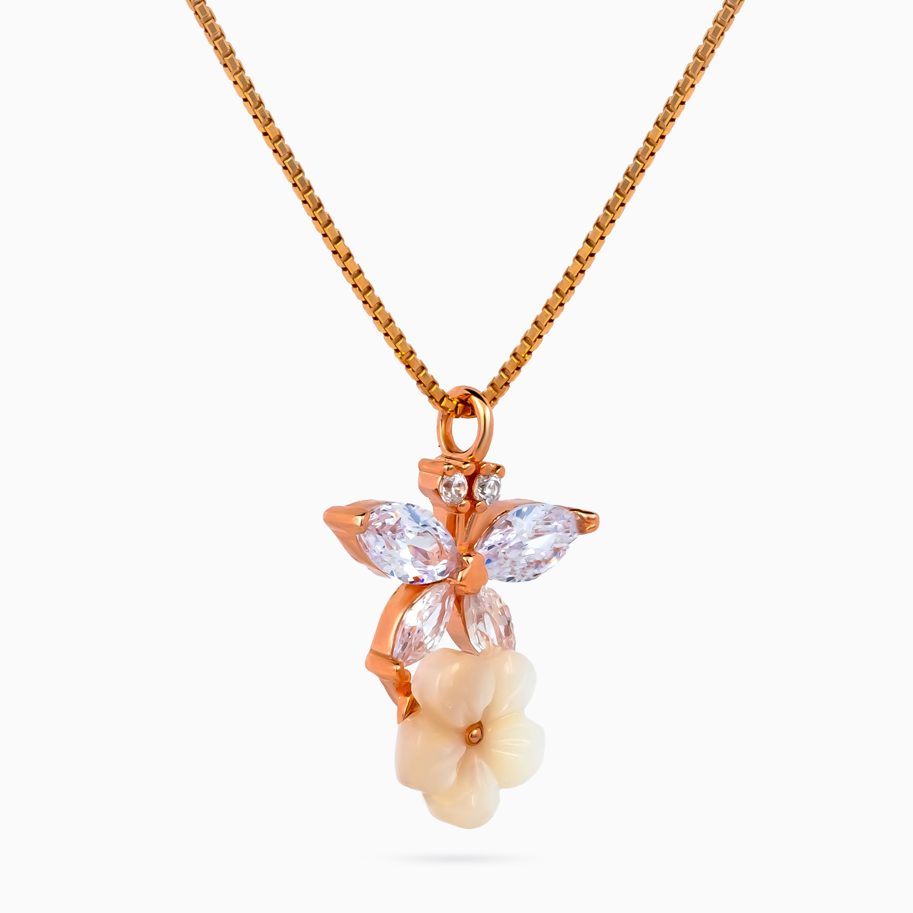 Crystal Wing Blossom Pendant Set